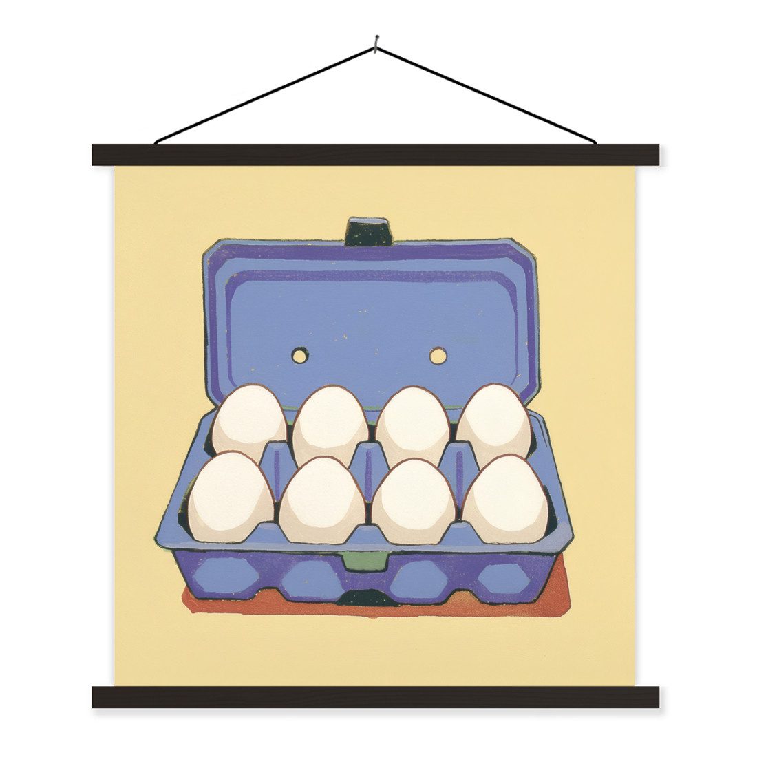 MuchoWow Poster Eier - Box - Minimalistisch - Blau, (1 St), Bilderhalter, Bilderrahmen, Magnet Rahmen, Holz, 90x90 cm