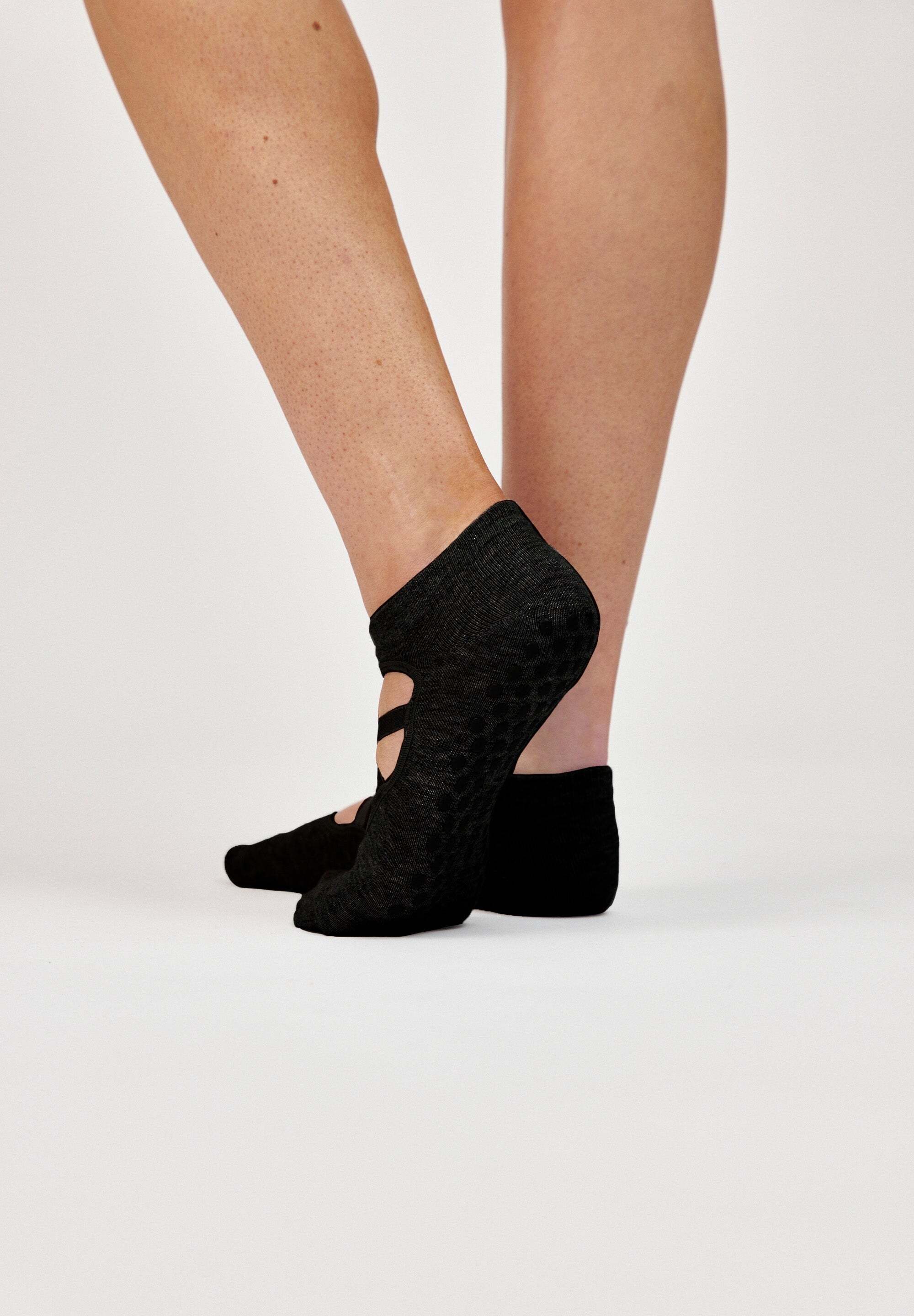SNOCKS Freizeitsocken Anti-Rutsch Pilates Socken mit Riemchen (2-Paar) mit ergonomischer Passform und Anti-Rutsch-Sohle