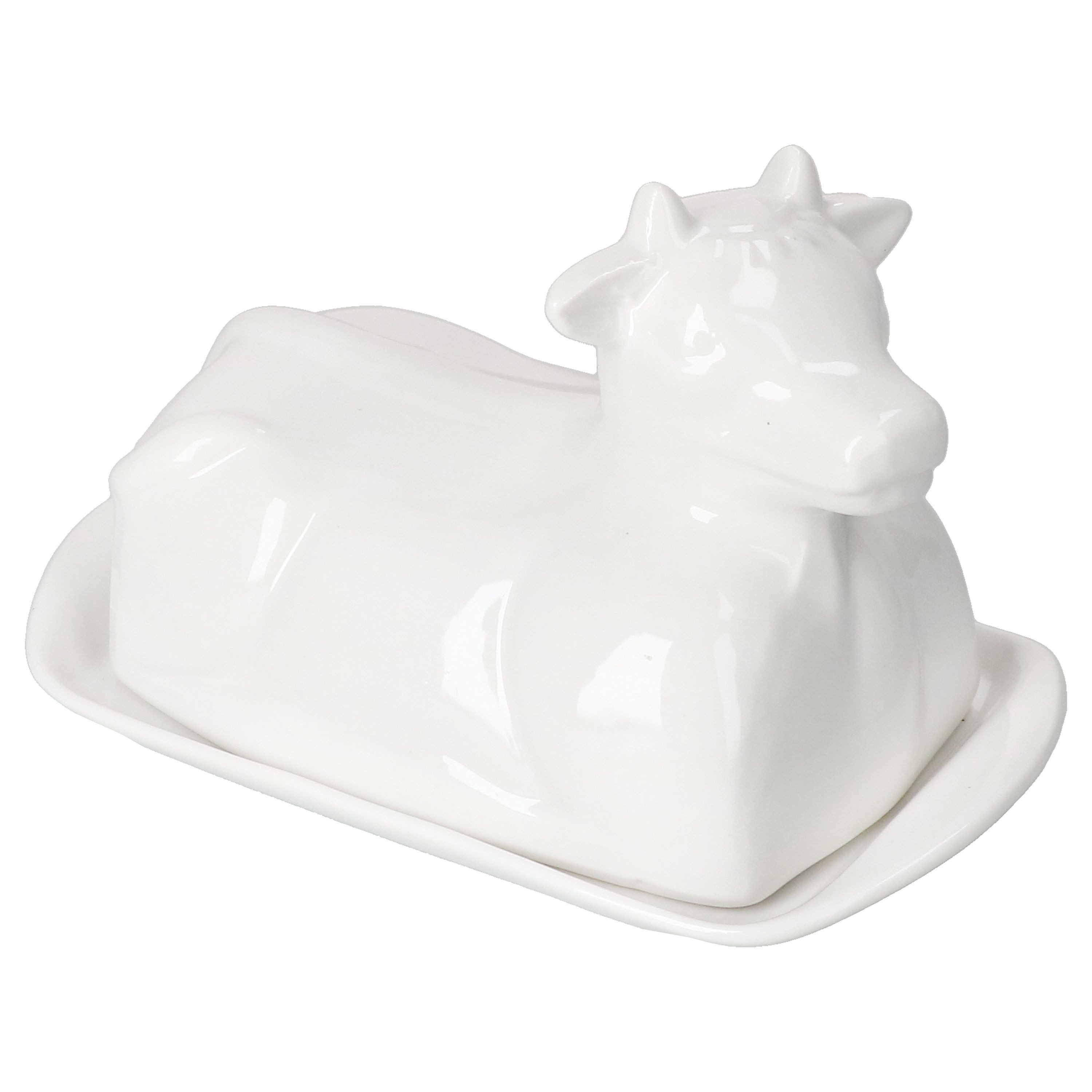 MamboCat Butterdose Porzellan Butterdose weiß in Kuhform - 24302175, Porzellan