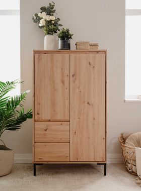 möbelando Highboard Korsika (BxHxT: 81x139x40 cm), in Dekor Artisan Oak