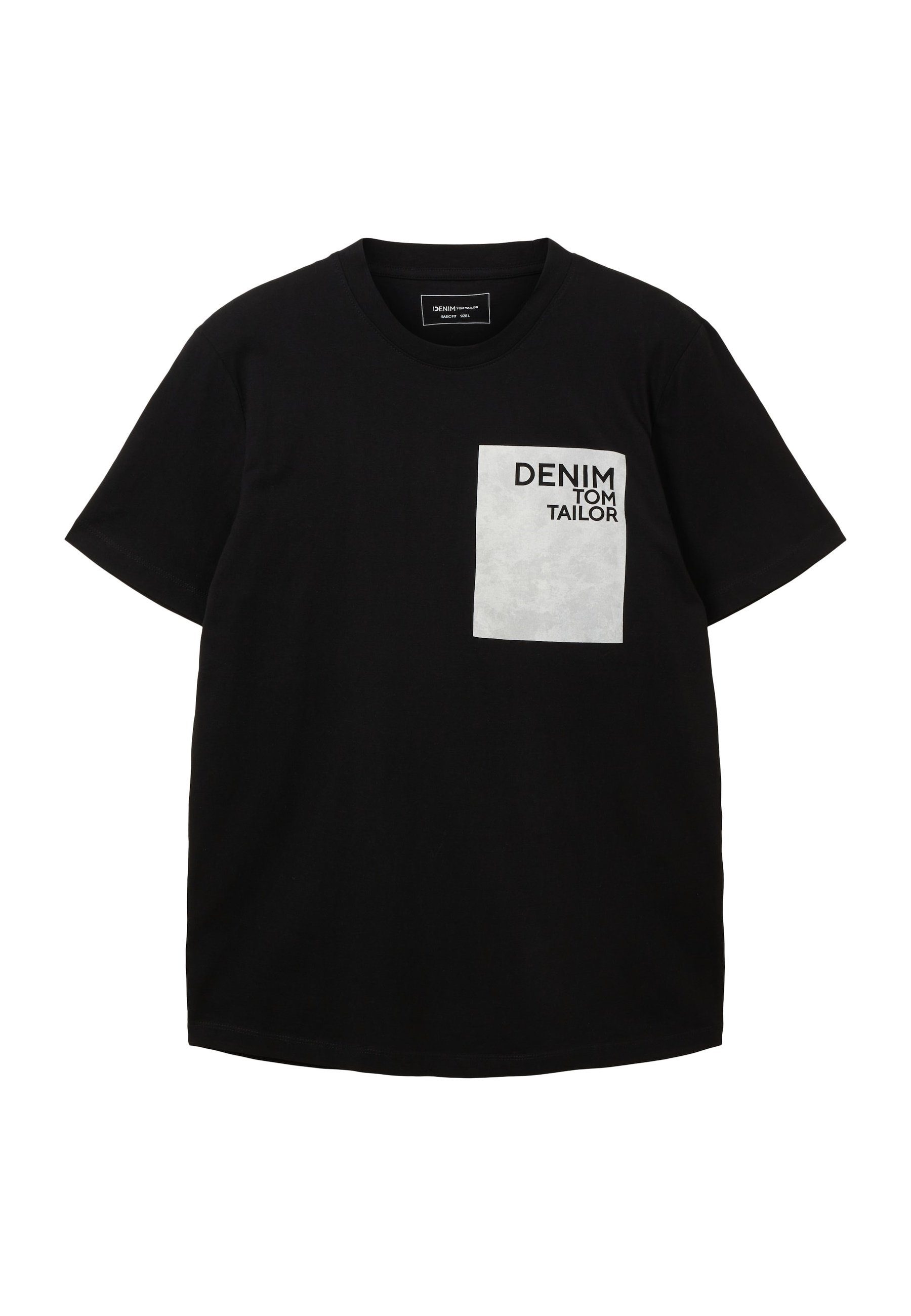 T-Shirt (1-tlg) TOM schwarz T-Shirt TAILOR Kurzarmshirt