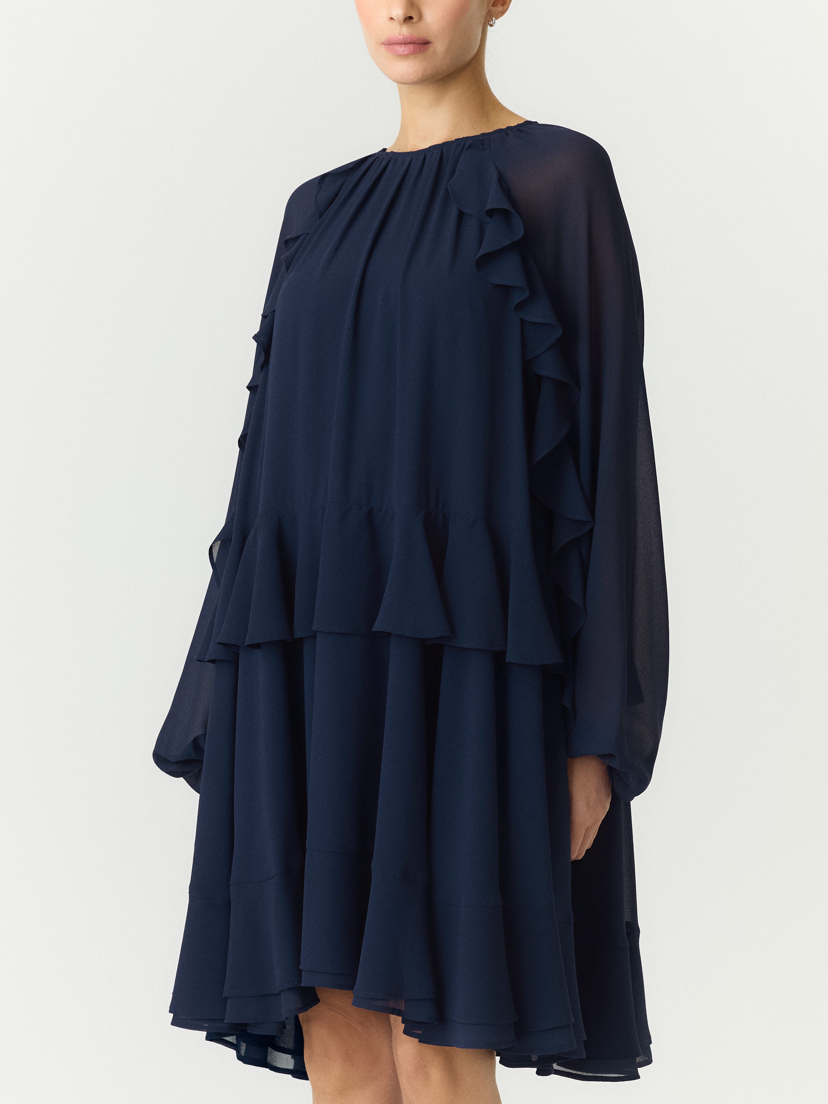 Y.A.S Chiffonkleid YASMILVA LS DRESS S. NOOS Kunstfaser, regular fit