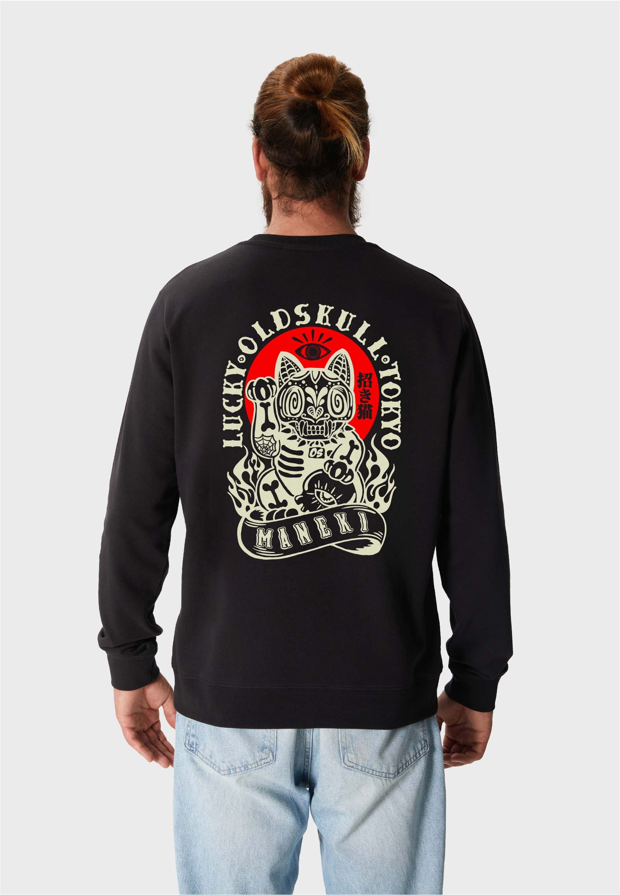 Oldskull Sweatshirt Asian Rebel Cat Kanji Graphic Traditionelles fernöstliches Motiv