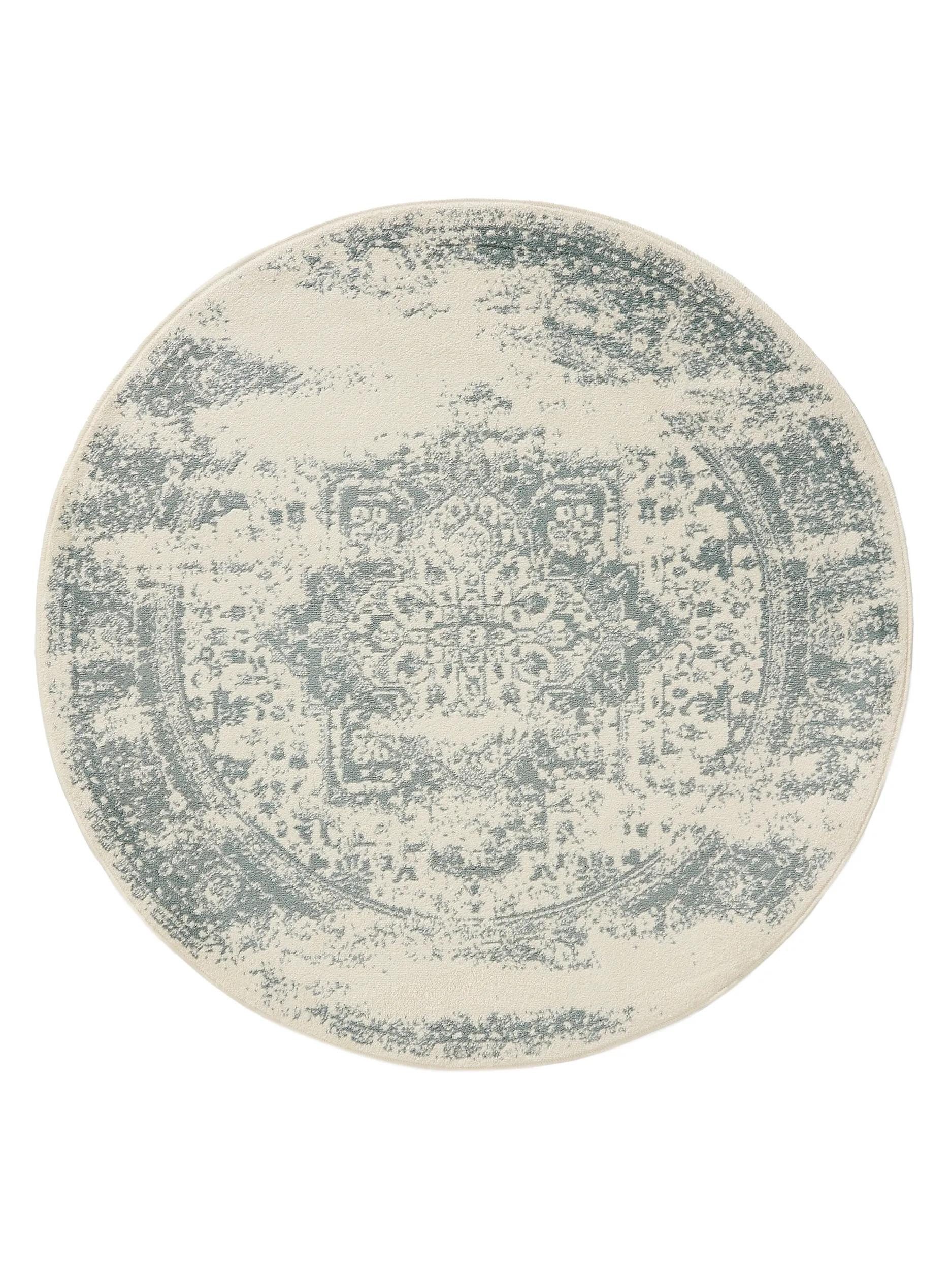 benuta Teppich Suki, rund, Höhe: 6 mm, Vintage-Look, Kurzflor, Retro Teppich Wohnzimmer, Schlafzimmer