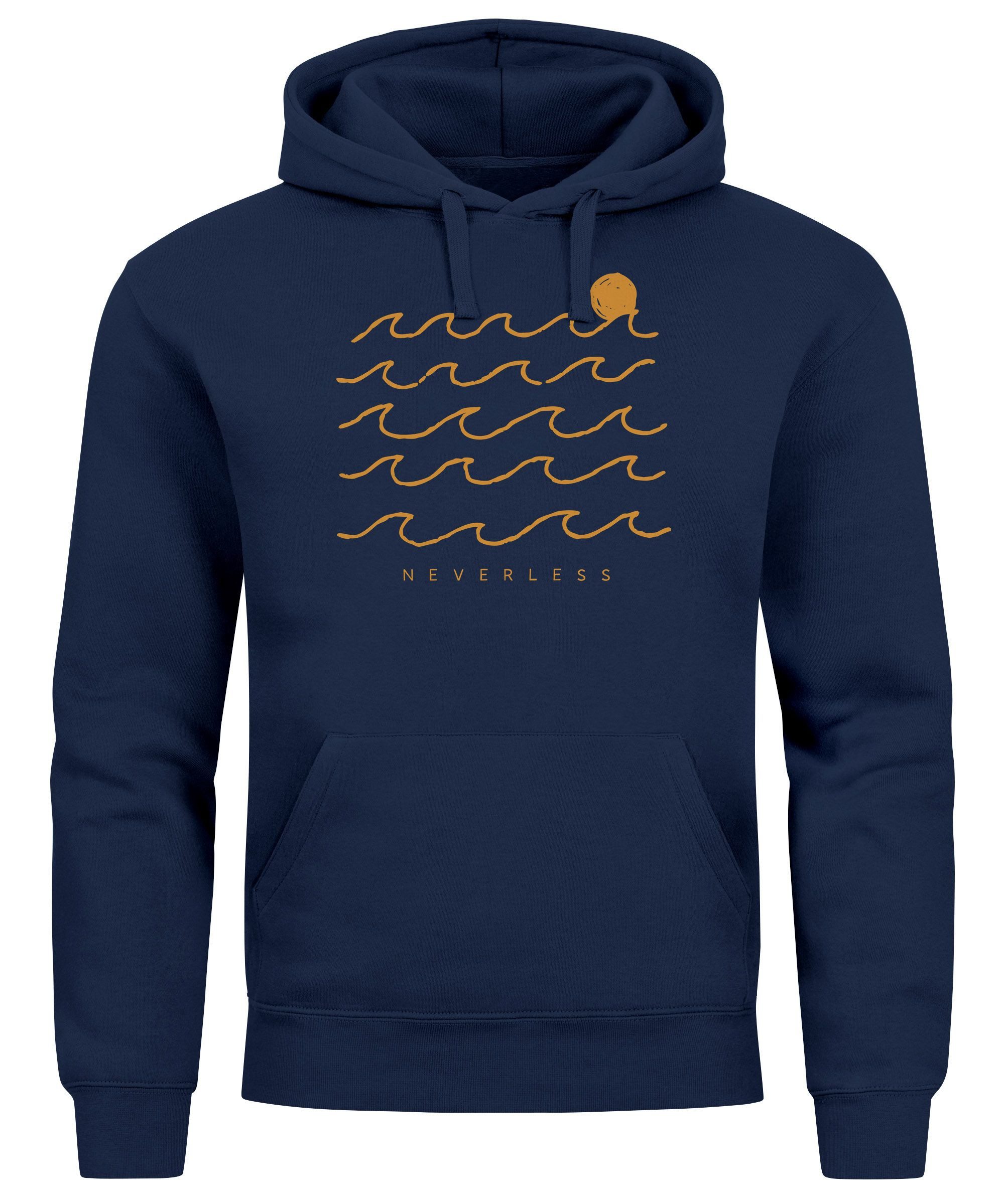 Hoodie Hoodie Herren Print Minimalismus Wellen Sonne Meer Aufdruck