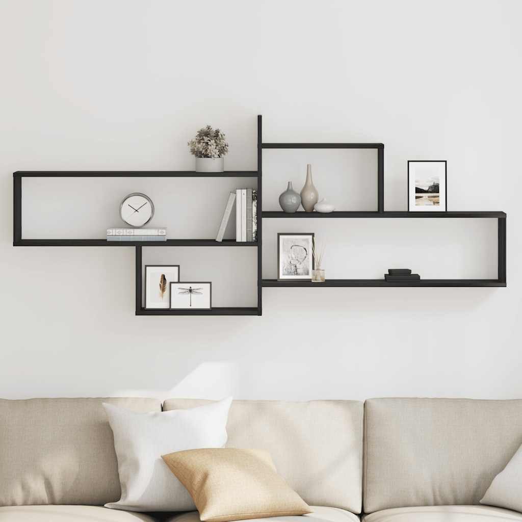 vidaXL Regal Wandregal Schwarz Eichen-Optik 167,5x18x68 cm Holzwerkstoff, 1 günstig online kaufen