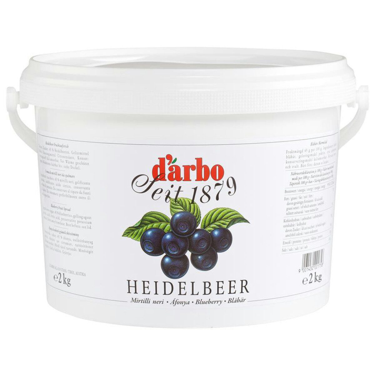 darbo Fruchtaufstrich, Darbo Naturrein Heidelbeer Konfitüre Heidelbeer Fruchtaufstrich 2000g