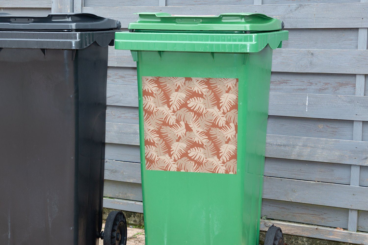 MuchoWow Wandsticker (1 Sticker, Mülltonne, Sommer Container, Tropisch Blätter Abfalbehälter - St), Mülleimer-aufkleber, 