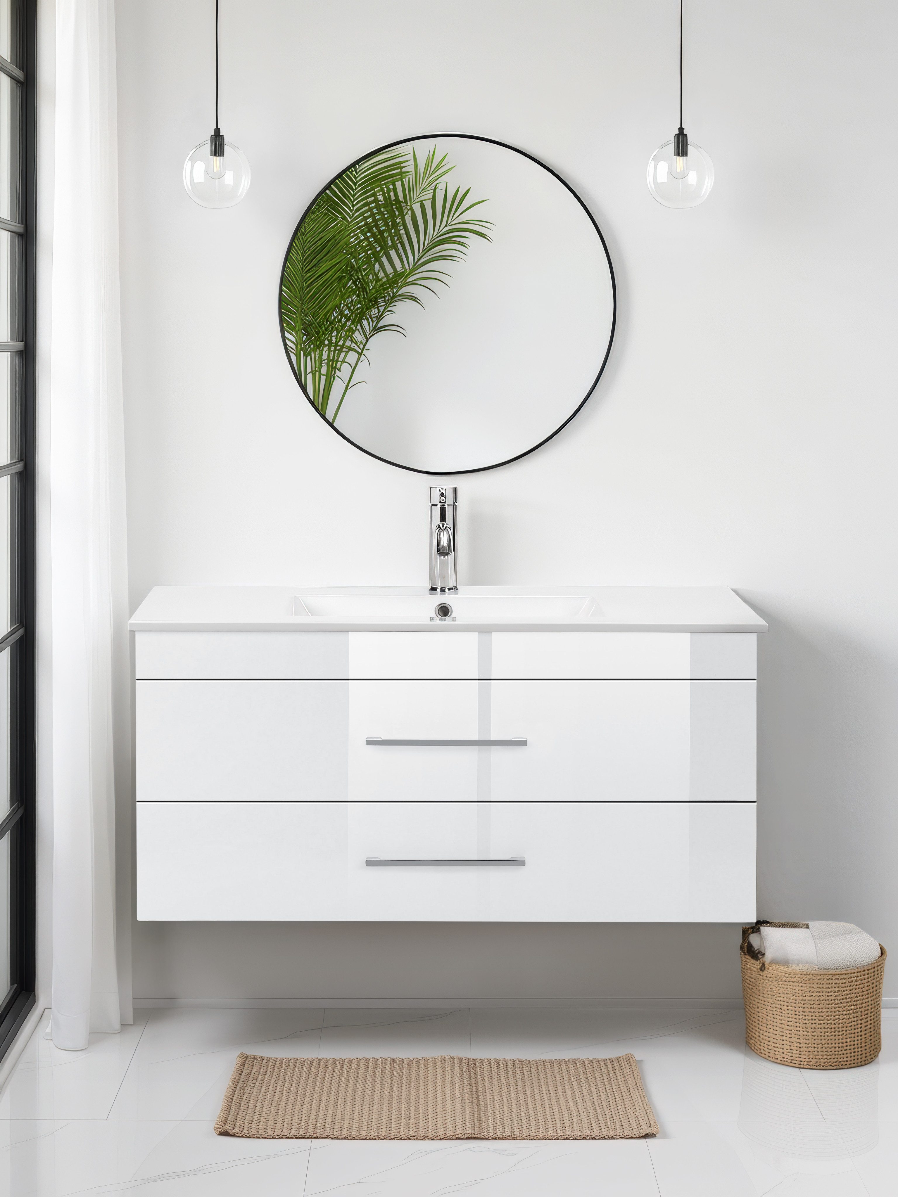 welltime Waschtisch Florenz (Komplett-Set), Waschplatz mit 2 Auszügen und Softclose Breite 100cm