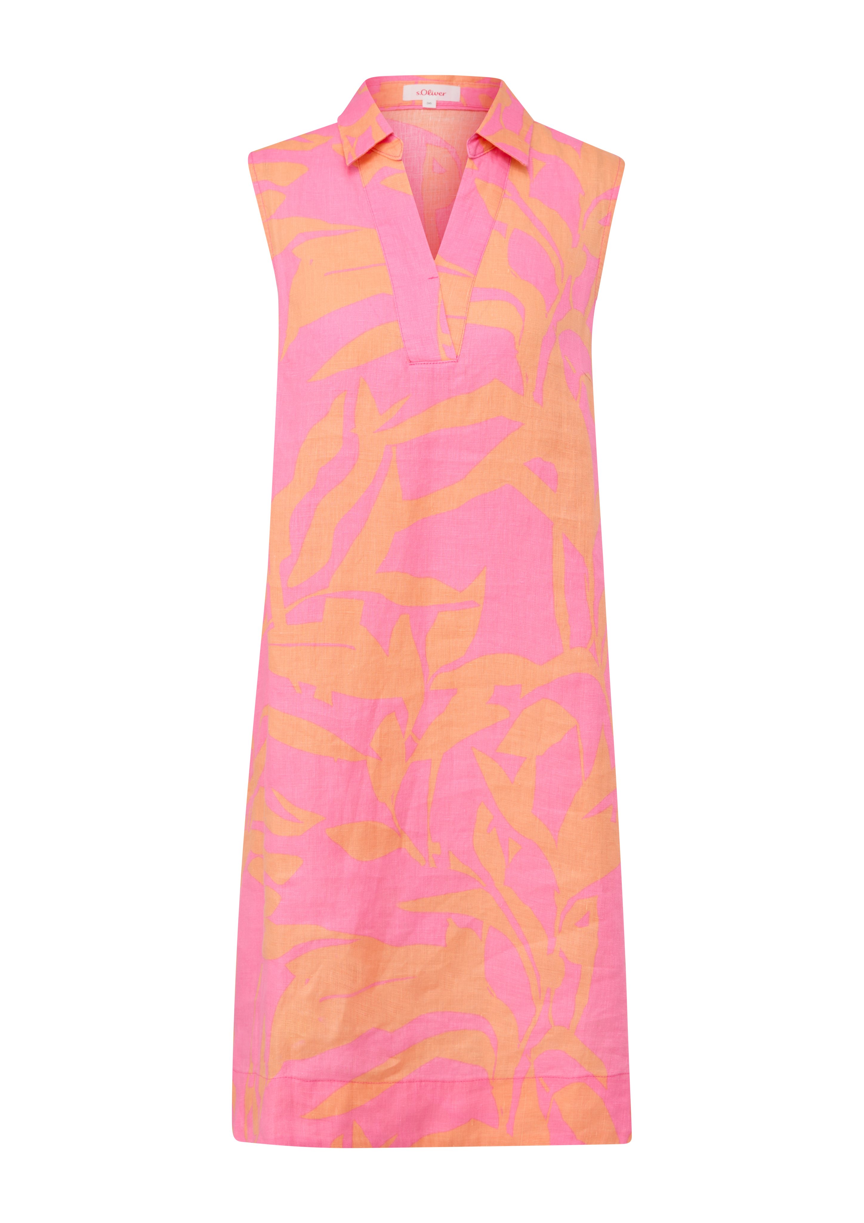 s.Oliver Minikleid Blusenkleid aus Leinen pink