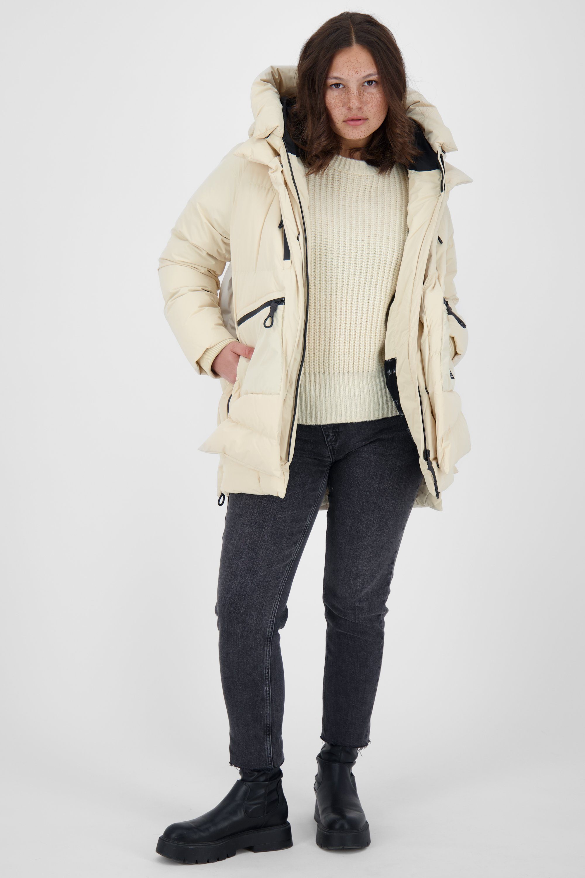 Winterjacke, Coat Alife Kickin Winterjacke creme gefütterte Jacke RachelAK & Damen A