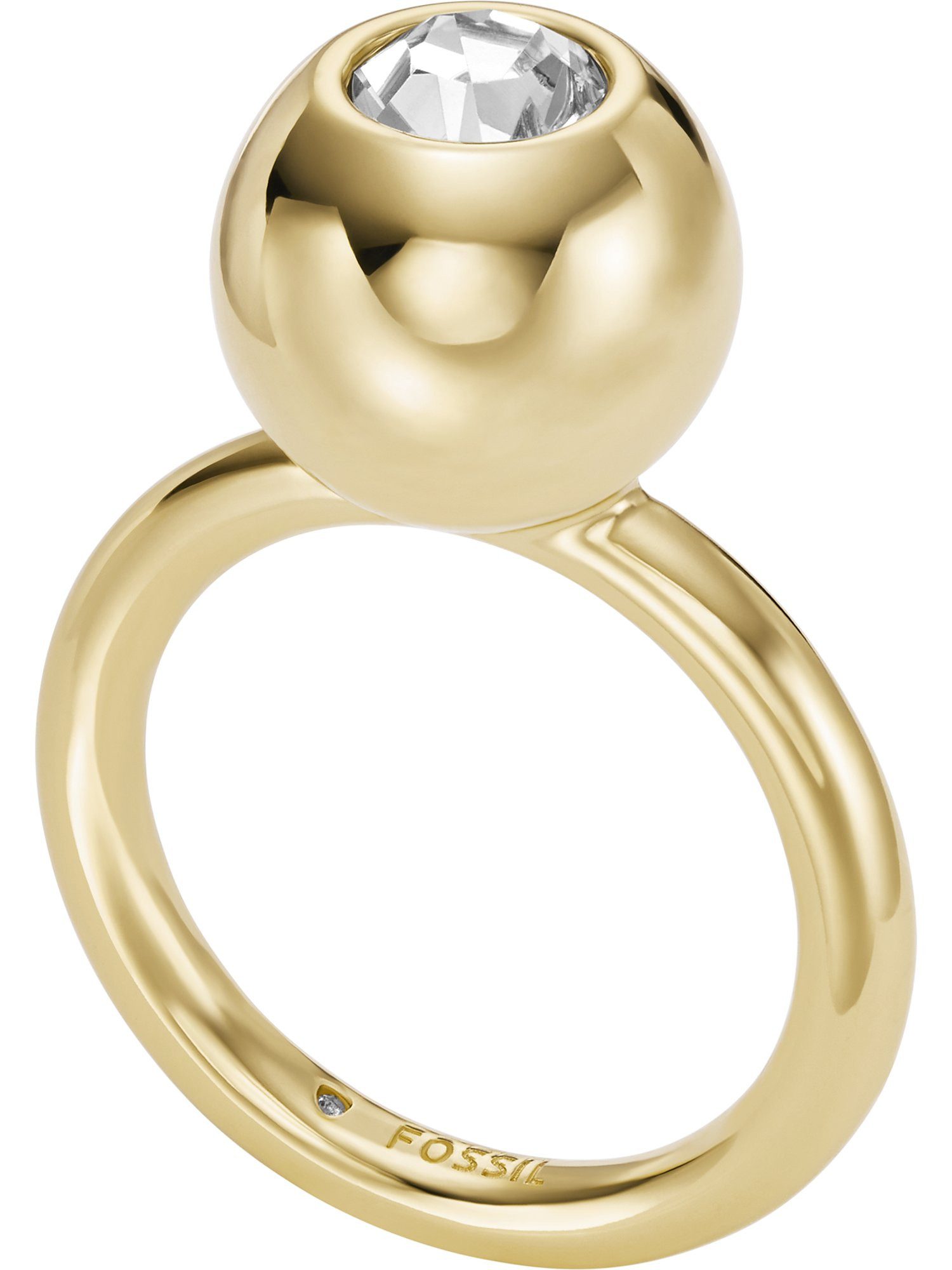 Fingerring Fossil Damen-Damenring Metall Glasstein