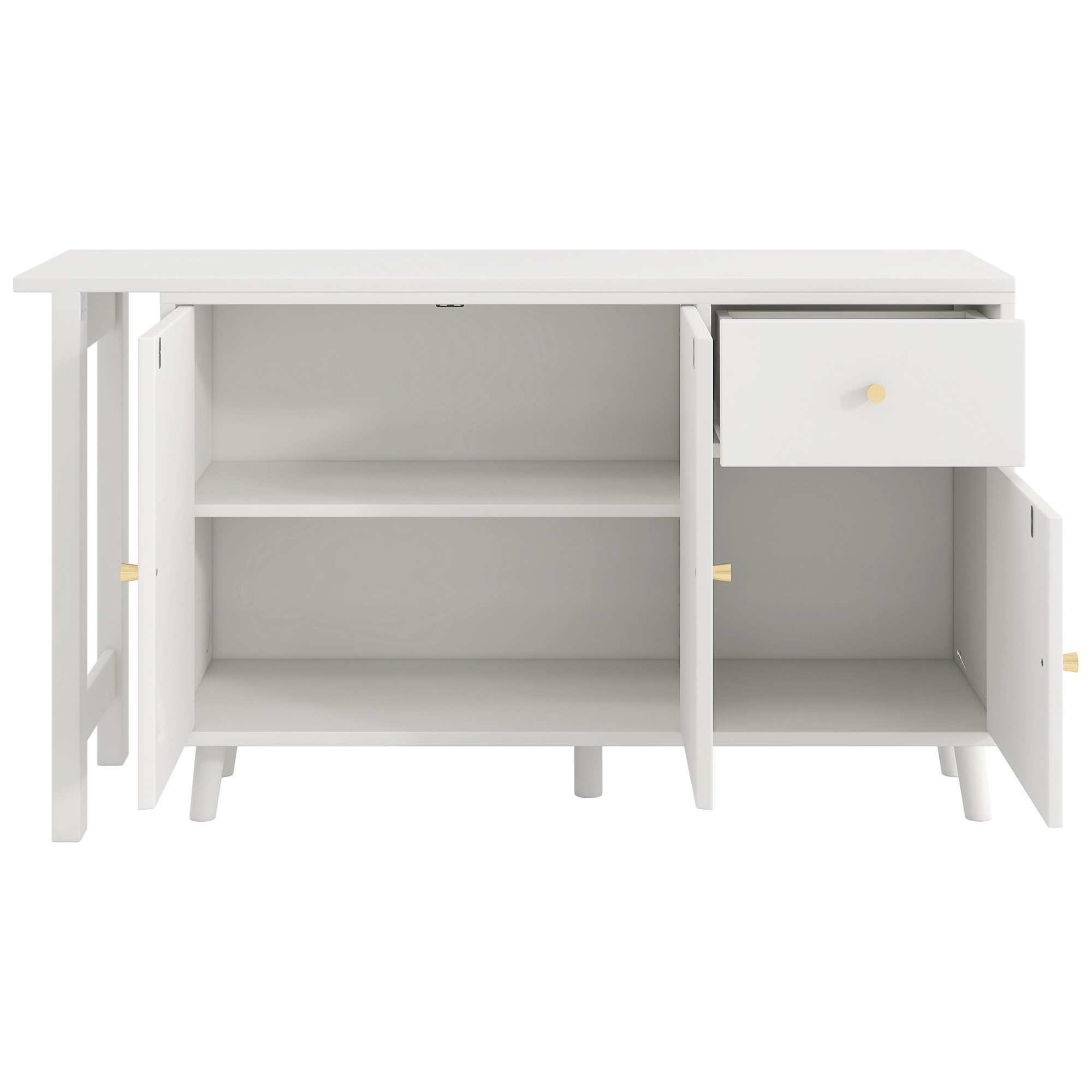 Flieks Kommode mit 360° drehbar Schreibtisch Weiß (2 St), 2 in 1 Sideboard & Computertisch Mehrzweckschrank mit Schubladen – Bild 4 von 5