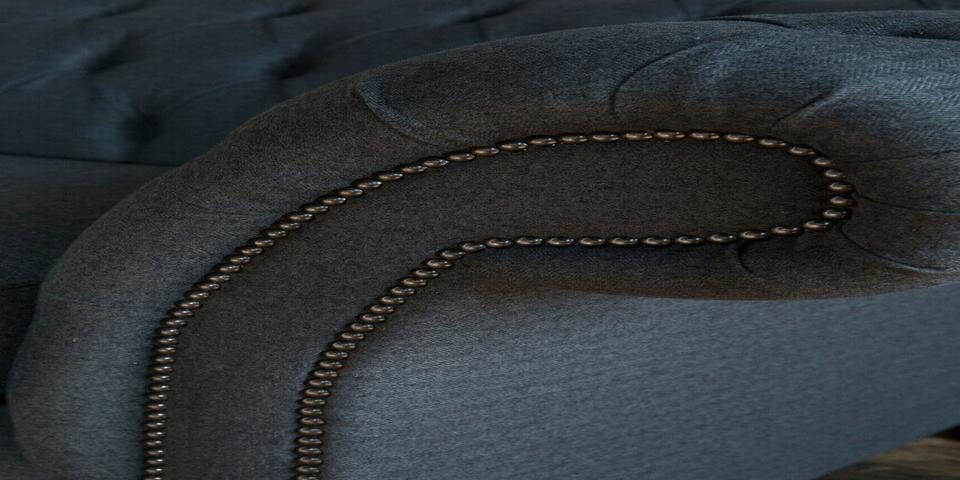 Xlmoebel Chesterfield-Sofa Chesterfield Sofa in Grau mit hochwertigem Textil-Leder, Hergestellt in Europa