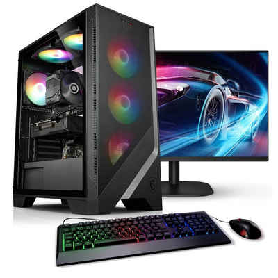 Kiebel Online Gamer PC-Komplettsystem (24", AMD Ryzen 5 AMD Ryzen 5 4600G, Radeon, 16 GB RAM, 512 GB SSD, ARGB-Beleuchtung)