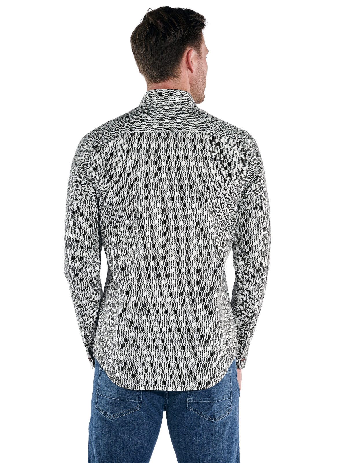 Engbers Langarmhemd engbers Herren Langarm-Hemd gemustert, Beige günstig online kaufen