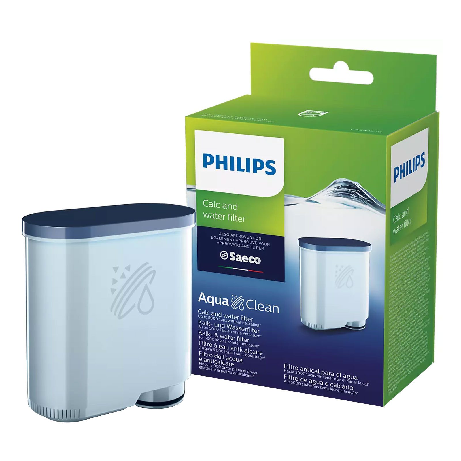 Philips Kaffeevollautomat CA6903/01 AquaClean, Reines und gefiltertes Wasser, Verhindert Kalkablagerungen blau