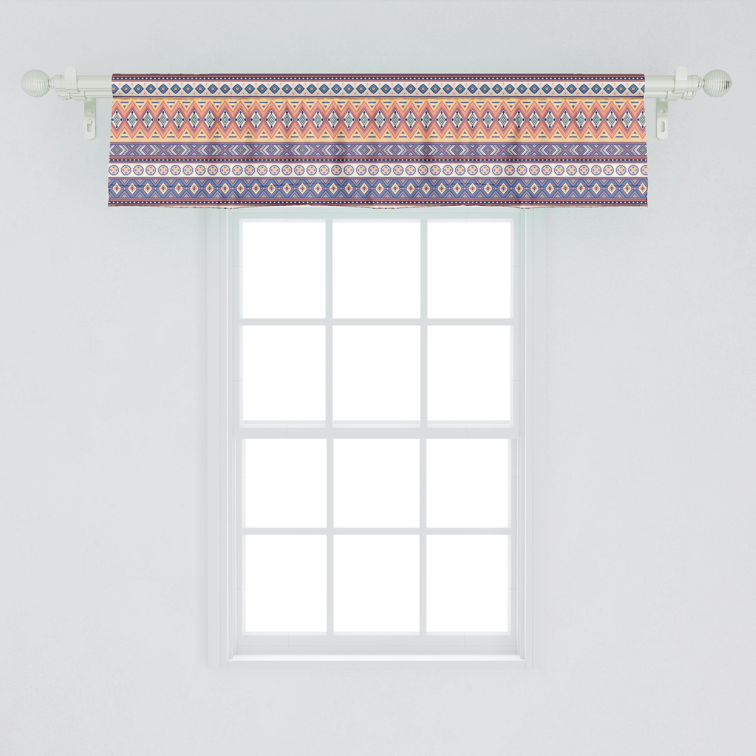 Vorhang mit Linien Küche Dekor Stangentasche, Microfaser, Scheibengardine für Volant Aztekisch Abakuhaus, Mexikanische Kunst Schlafzimmer Inspired