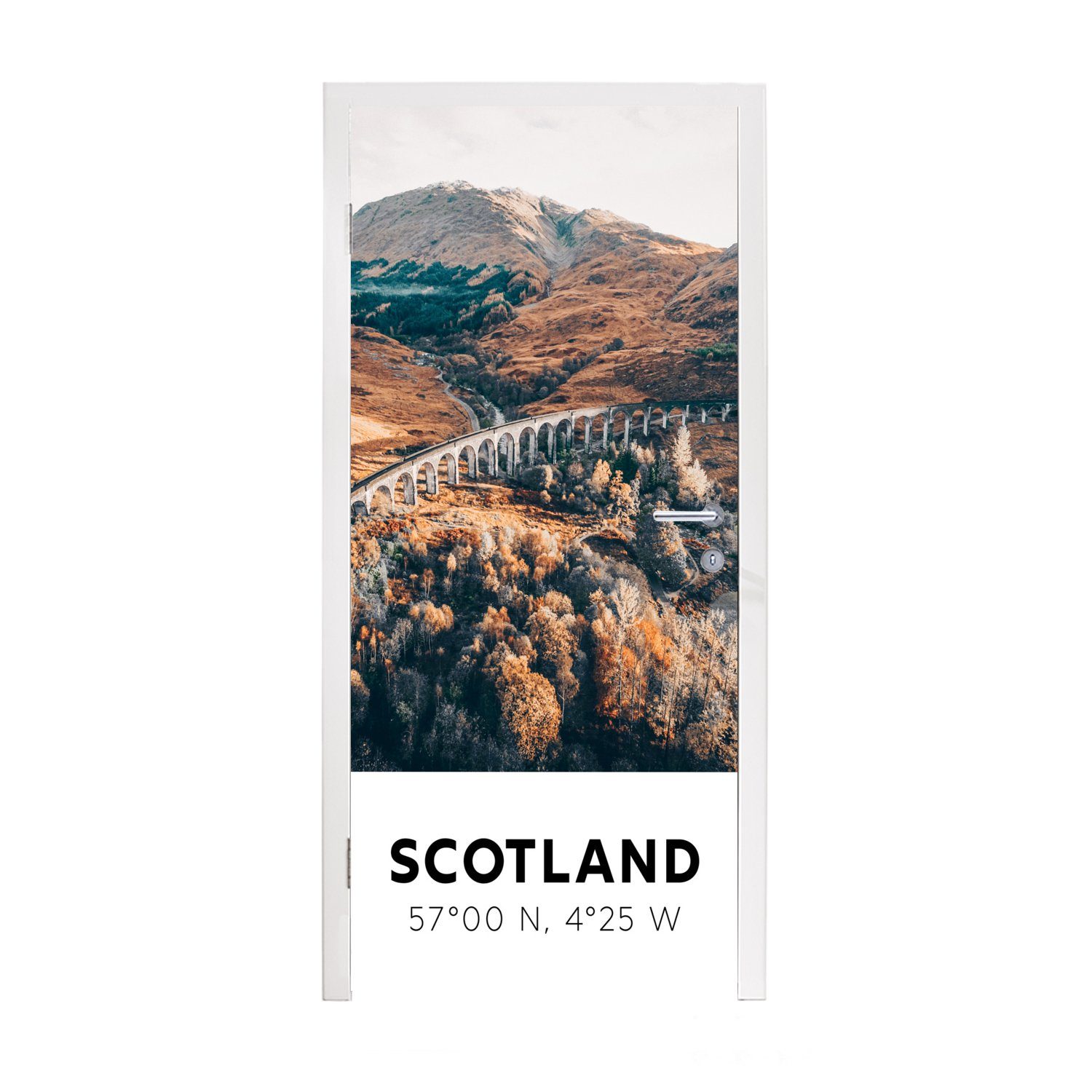 MuchoWow Türtapete Schottland - Herbst - Berge, Matt, bedruckt, (1 St), Fototapete für Tür, Türaufkleber, 75x205 cm