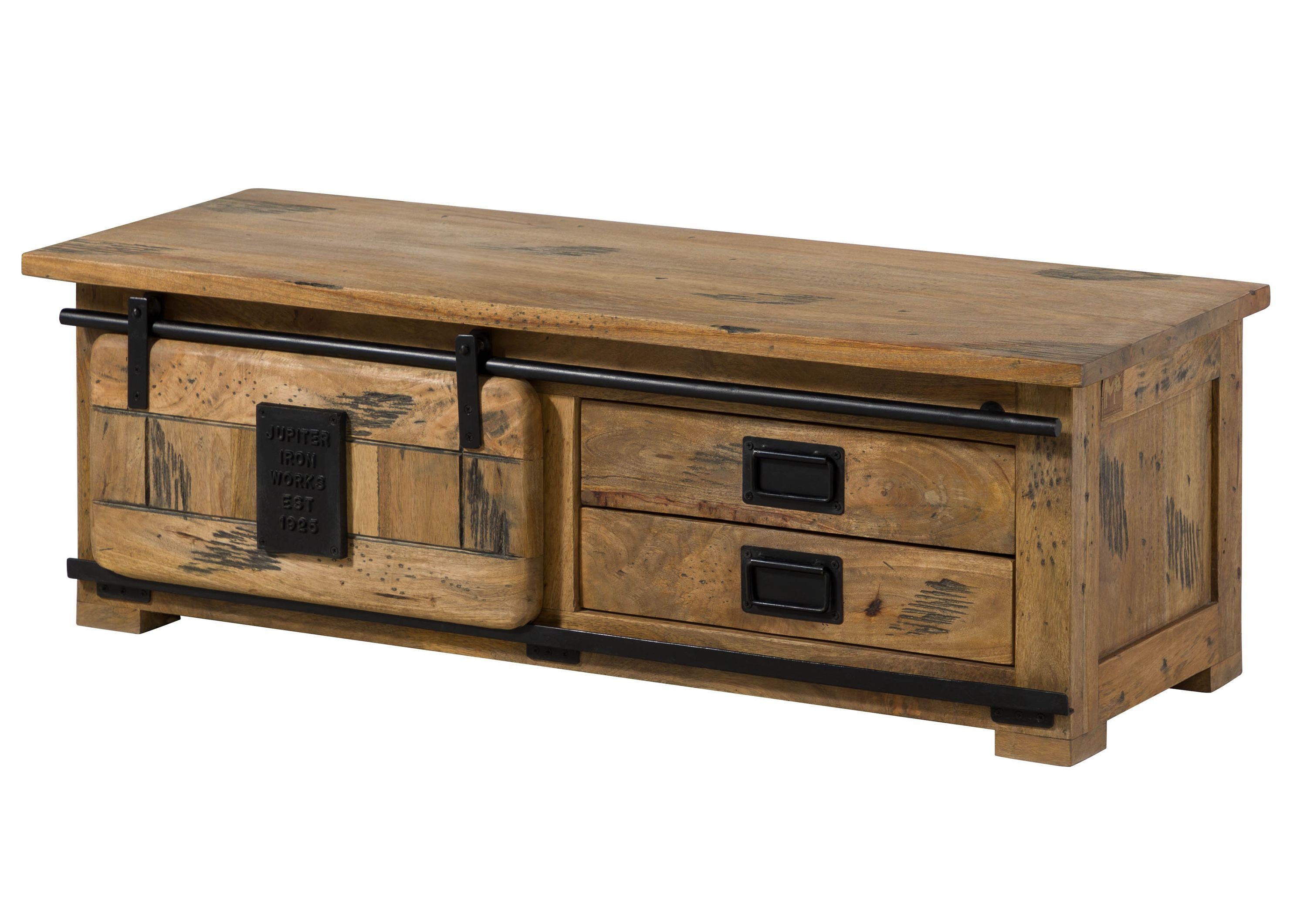Massivmoebel24 Schuhbank (Garderobenbank Mango 120x45x40 natur lackiert RAILWAY #1011)