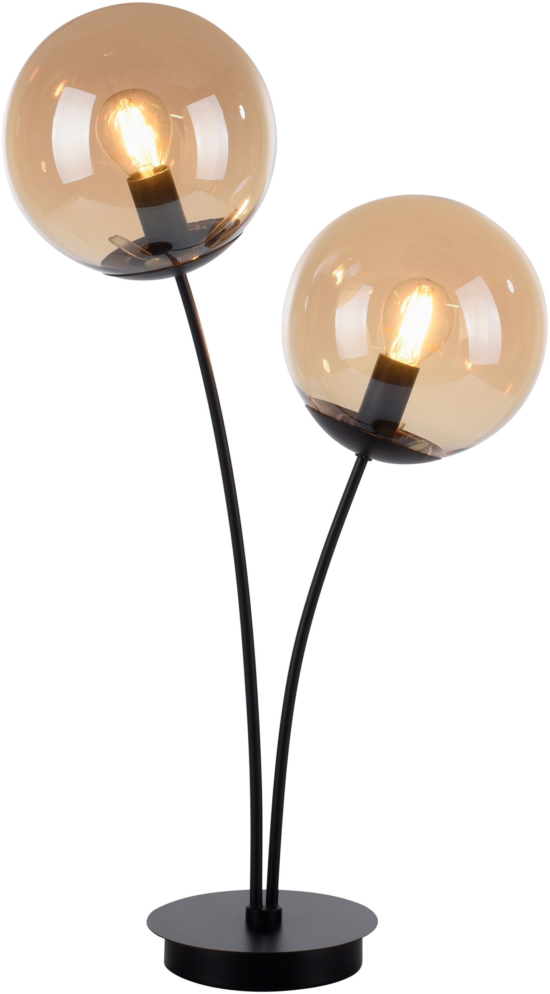 Leuchtmittel, schwarz mit Tischleuchte Ein-/Ausschalter, Glaskörpern, amberfarbigen andas großen ohne Nymölla, lackiert Oberfläche