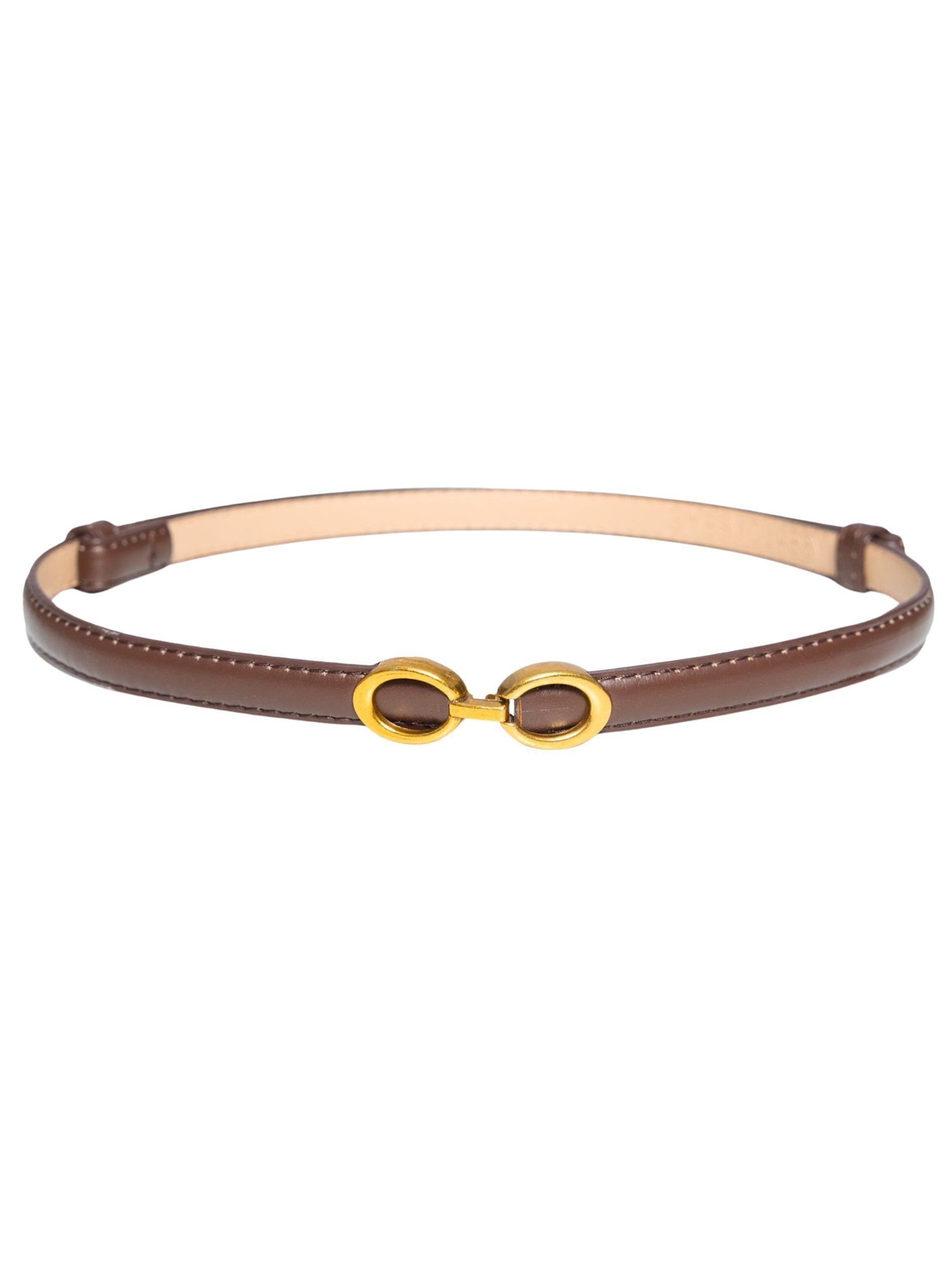 SASSYCLASSY Hüftgürtel Verstellbarer Gürtel für Damen Stylischer Kunsledergürtel mit goldener Schnalle Dunkelbraun