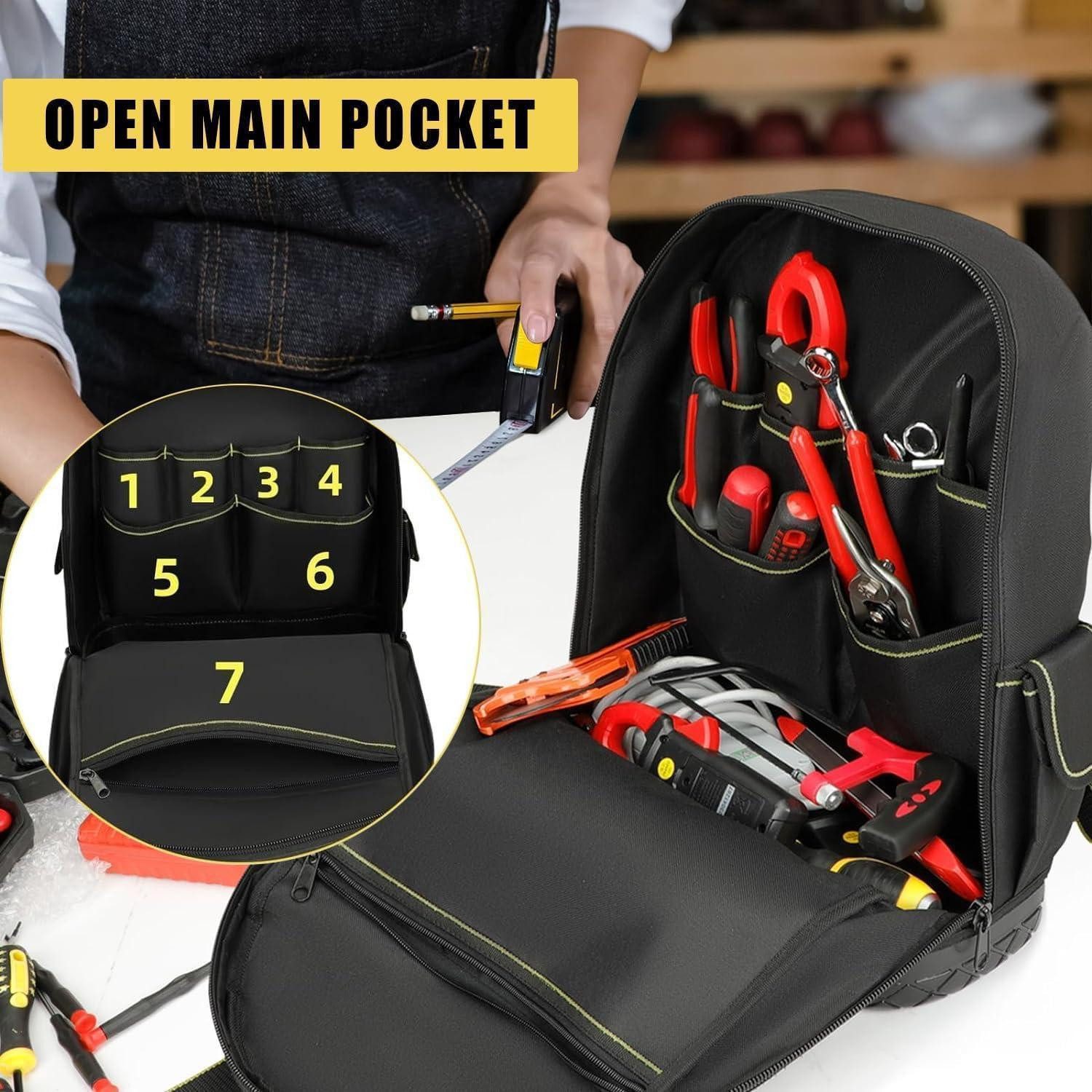 LuxusKollektion Werkzeugtasche Werkzeugrucksack 43cm Gummiboden 1680D AIRAJ Werkzeugrucksack – Bild 3 von 5