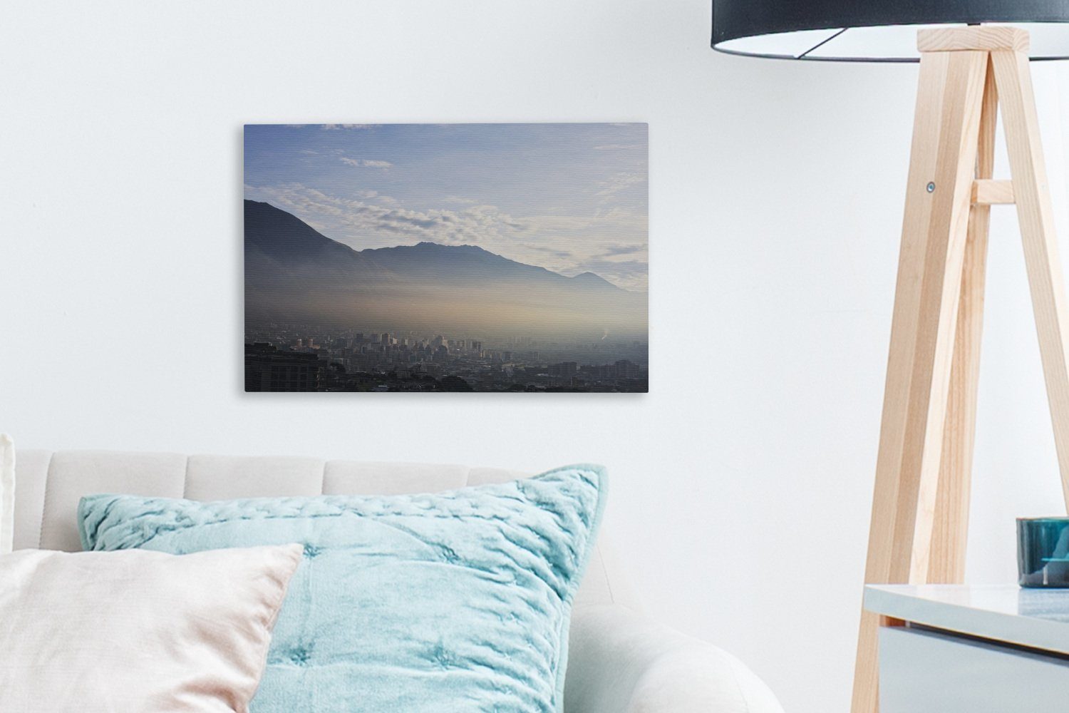 OneMillionCanvasses® Leinwandbild Nebel dem Avila, vor Caracas Berg (1 Wandbild Wanddeko, Leinwandbilder, über Aufhängefertig, venezolanischen St), cm 30x20