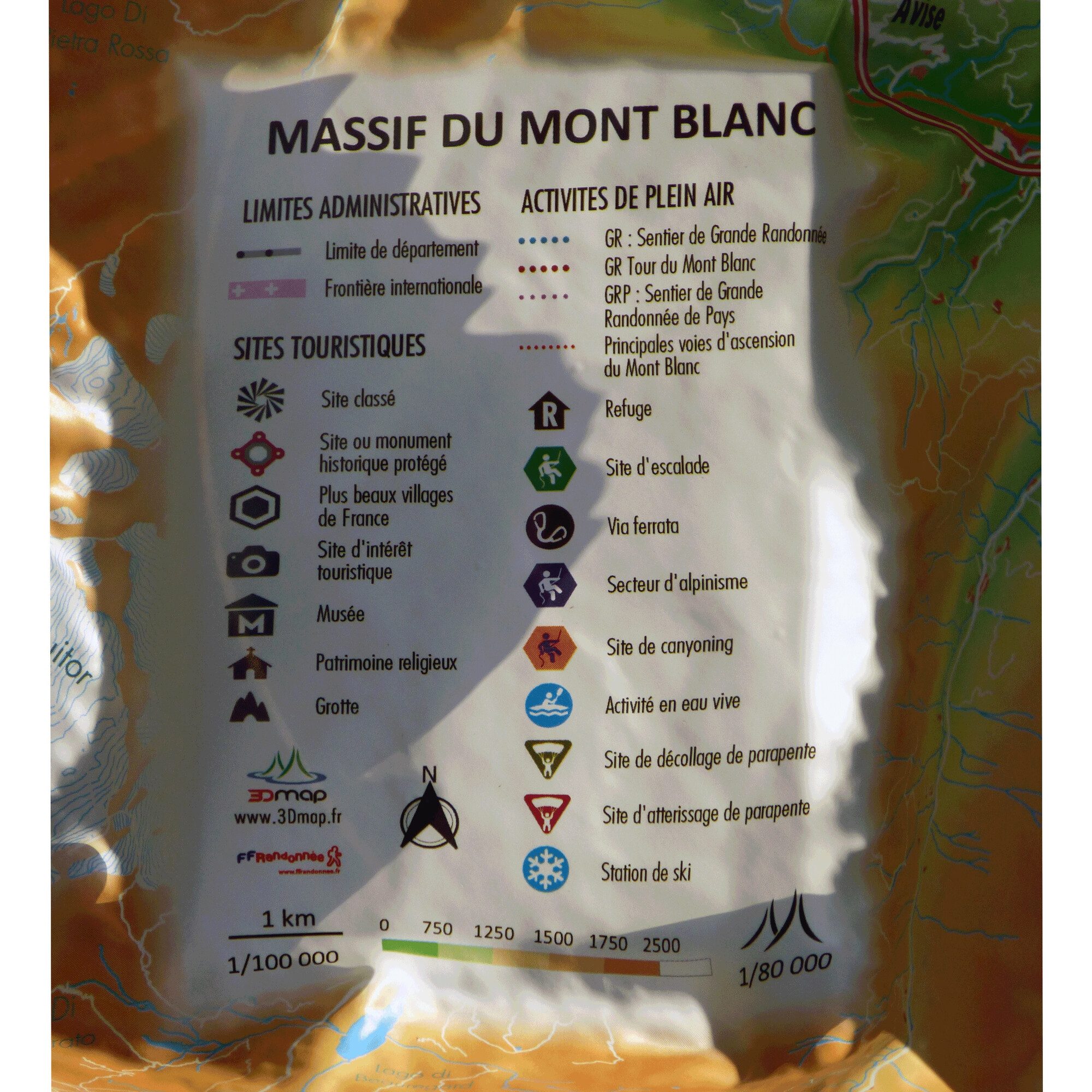 3Dmap Wandbild 3Dmap Regional-Karte Massif du Mont Blanc (41 cm x 61 cm)