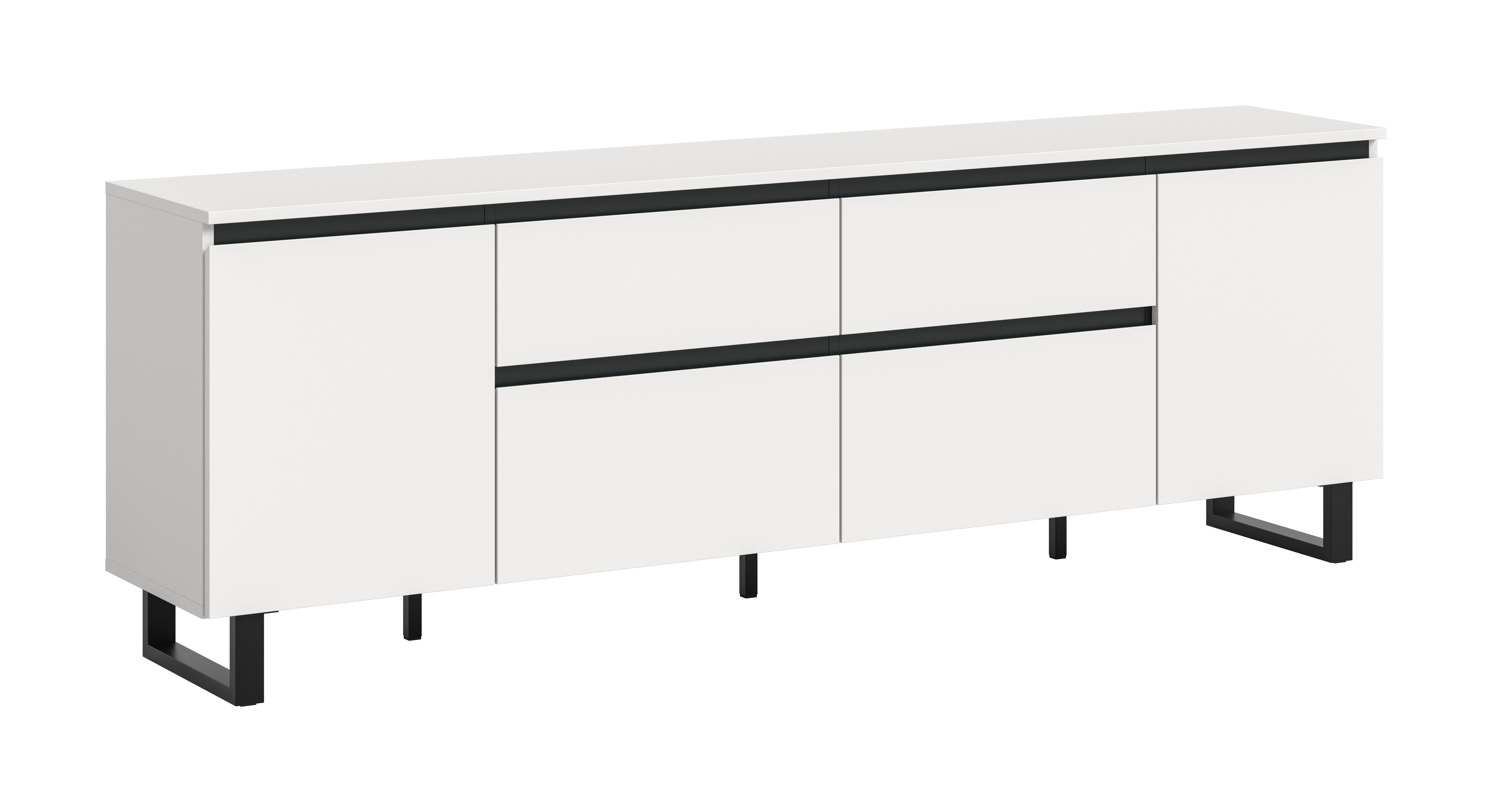 furnling Lowboard Tomea, 2 Klappen, 2 Schubladen, 2 Türen, Softclose, Breite 180 cm, weiß