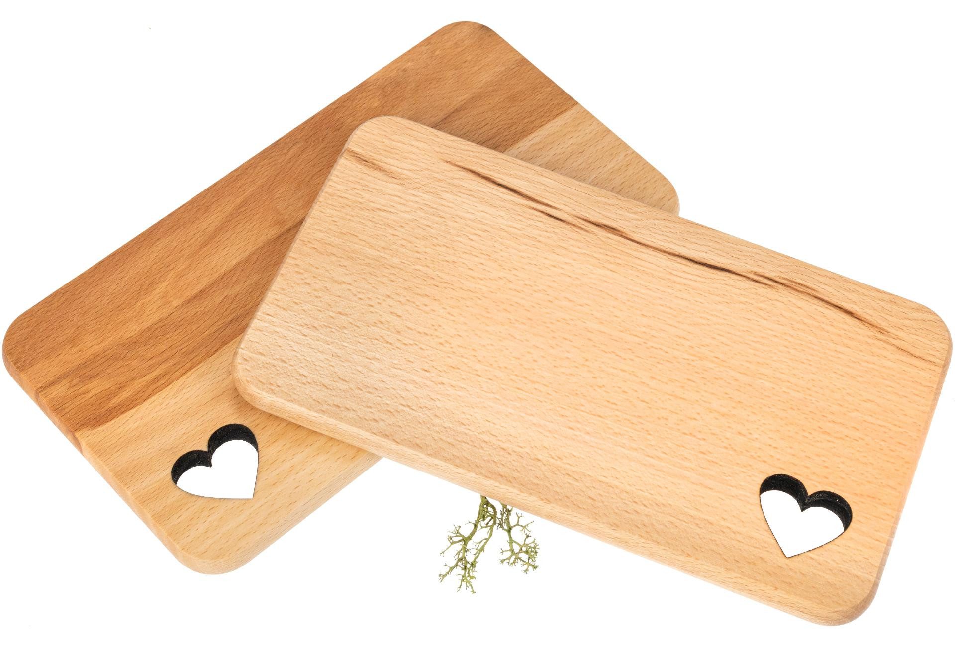 Holz Frank Frühstücksbrett Herz Frühstücksbrettchen aus Kern Buche geölt 22,5 × 12,5 x 1,2 cm, Holz