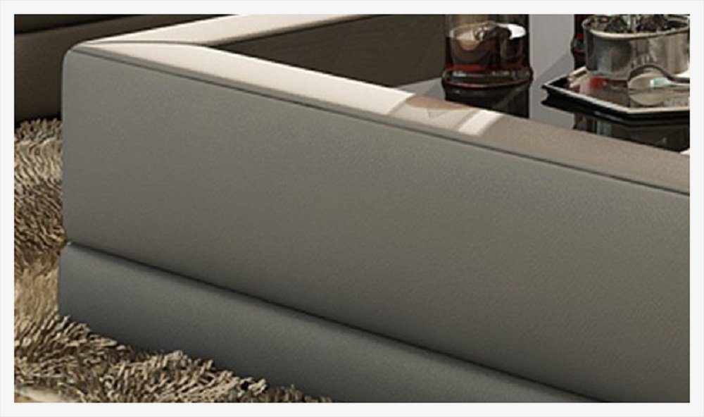 Sofatisch Beistell Kaffee JVmoebel Tisch Glas Tische Sofa Leder Couchtisch Grau Design Couch