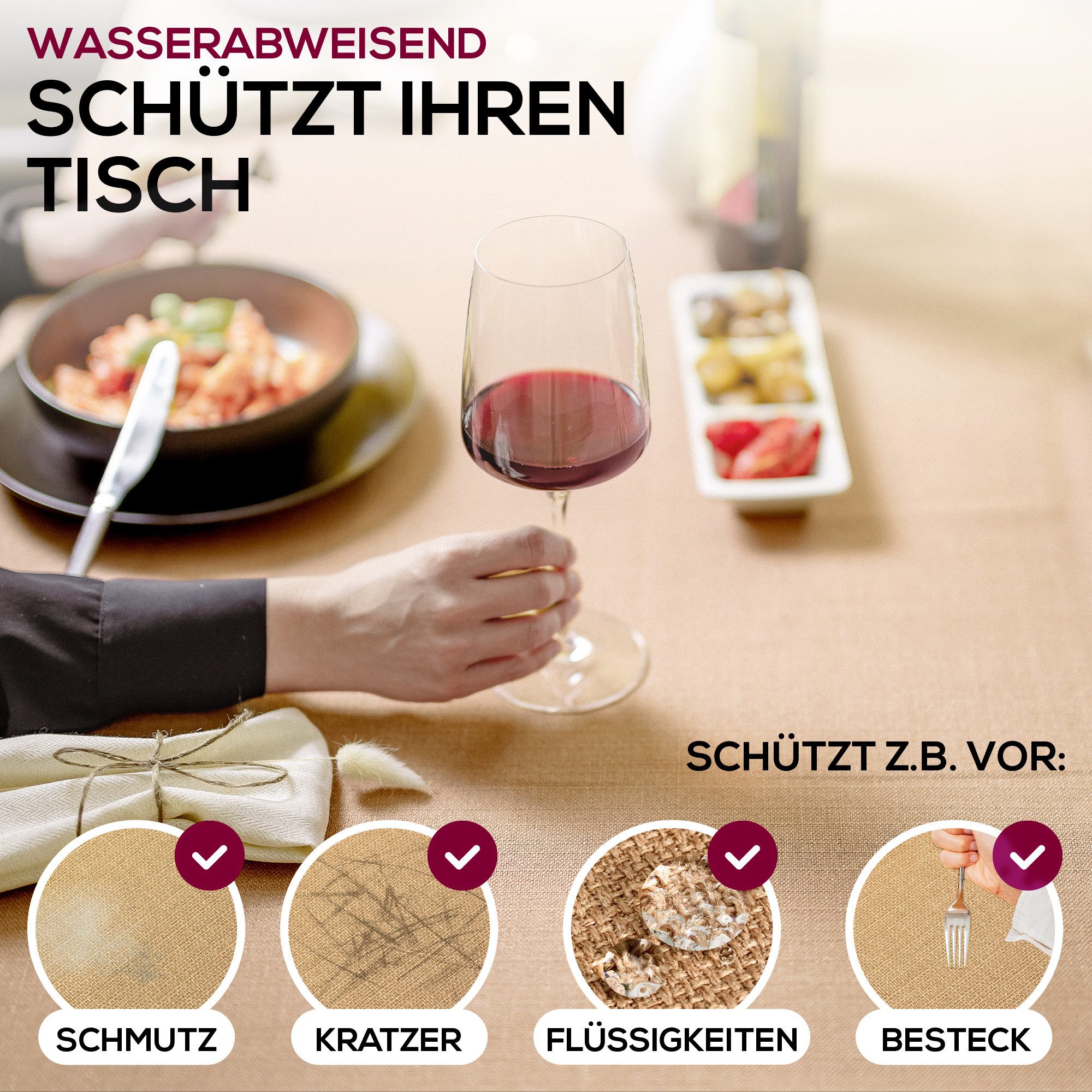 Beautex Tischdecke Lina elegante Leinenoptik, viele Größen und Farben (1-tlg), Schmutzabweisend, knitterarm, sauber umnähmter Saum – Bild 2 von 5