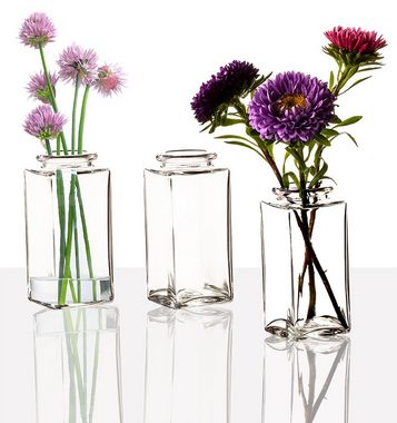 BigDean Tischvase 12x Blumenvase eckig 9x4 cm kleine Vase für Tischdeko