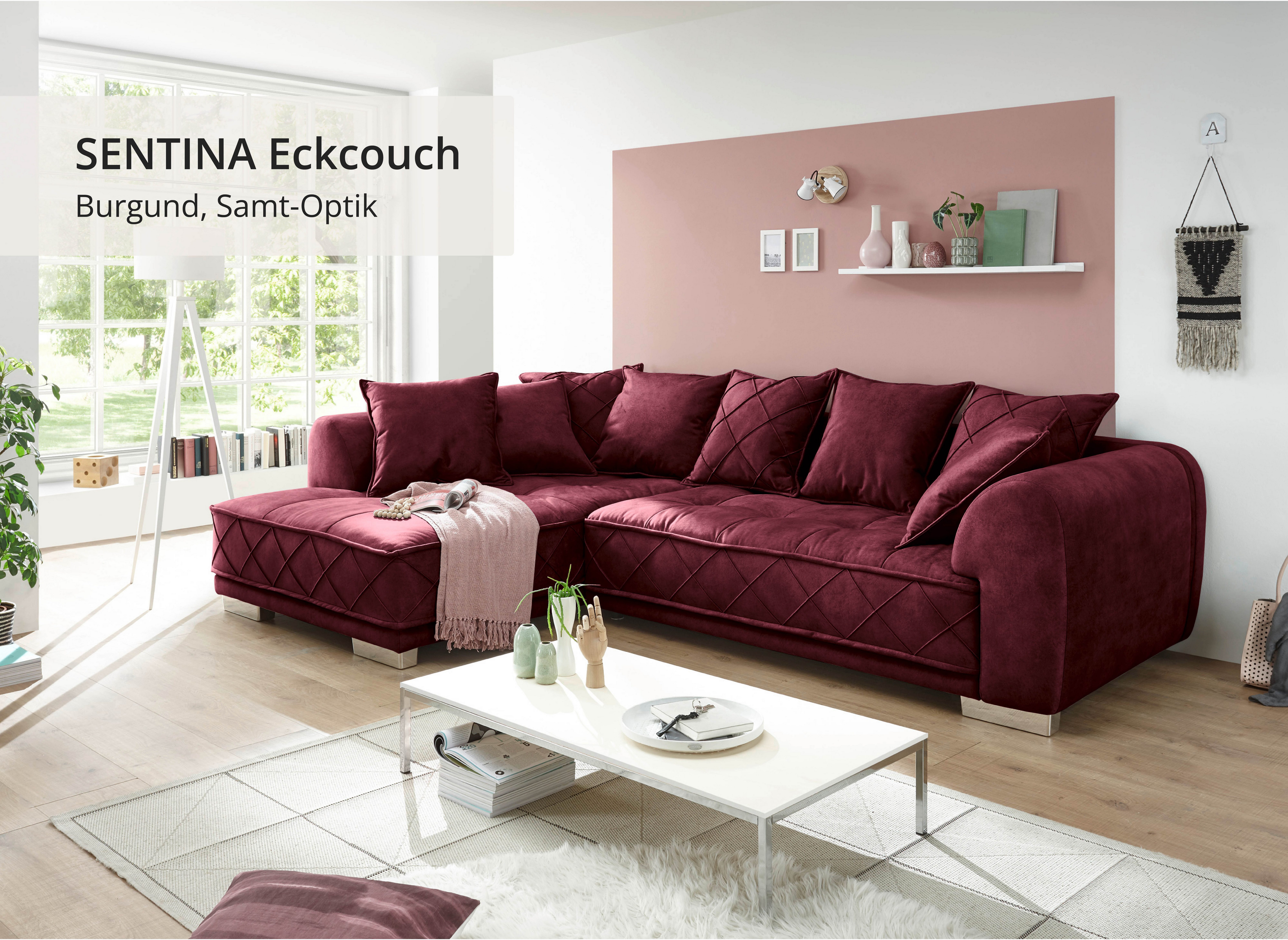 ED EXCITING DESIGN Ecksofa Sentina L-Form, mit Rückenkissen
