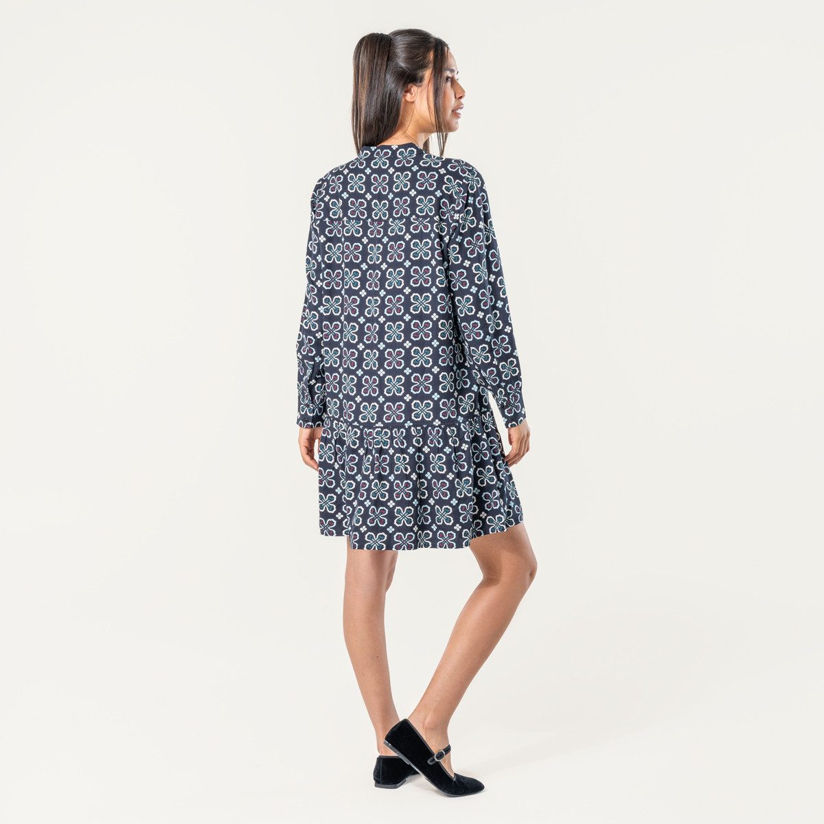 LIVING CRAFTS Midi dress SOLENNE Straight Fit with flounce for an elegant silhouette