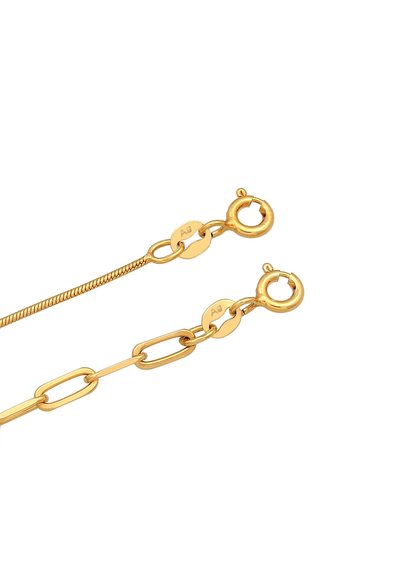 Basic Silber Gold Armband Premium Set 2er Glieder Elli Set Schlangenkette 925