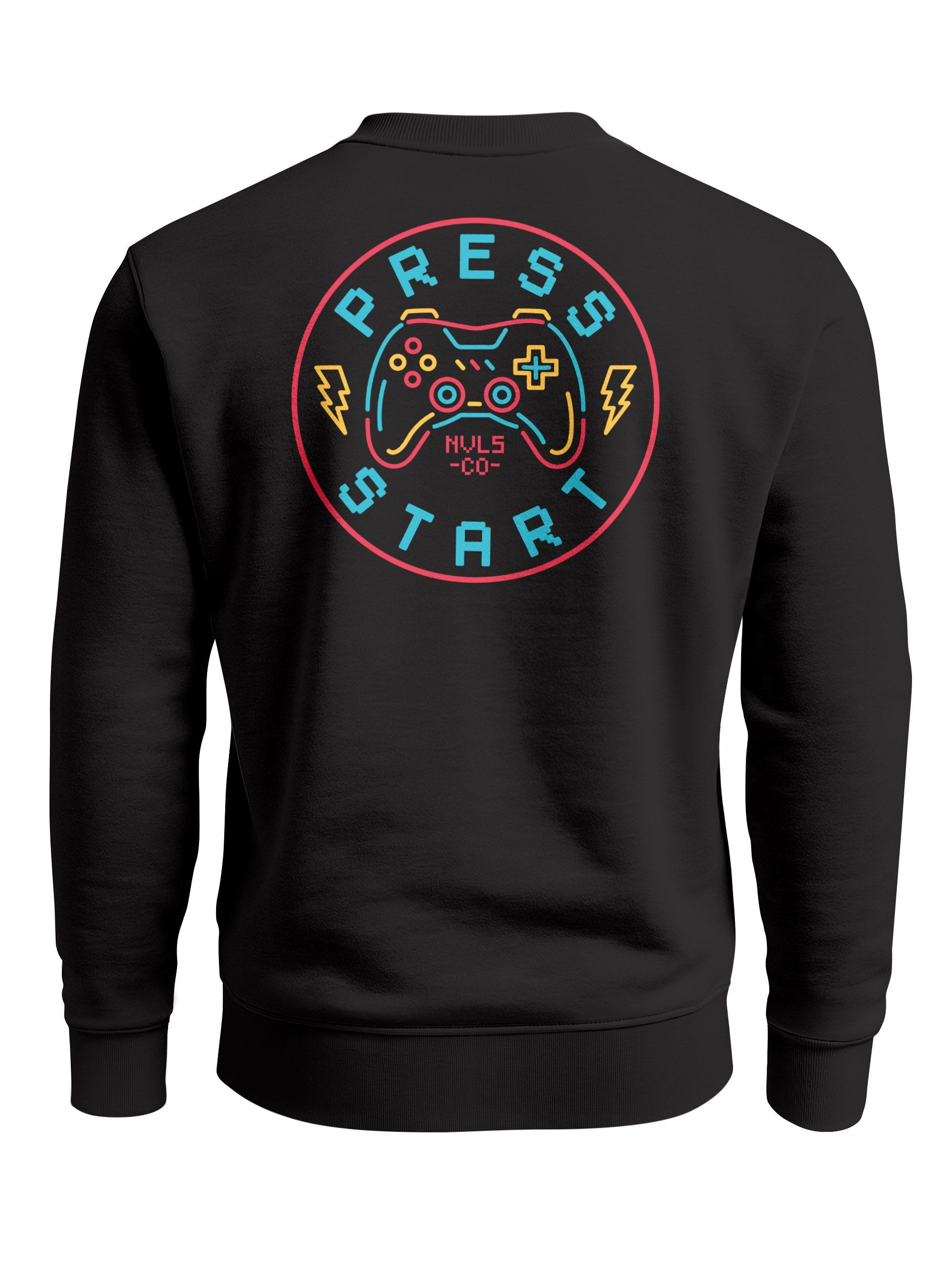Sweatshirt Sweatshirt Herren Pullover mit Backprint Press Start Gaming Graphic