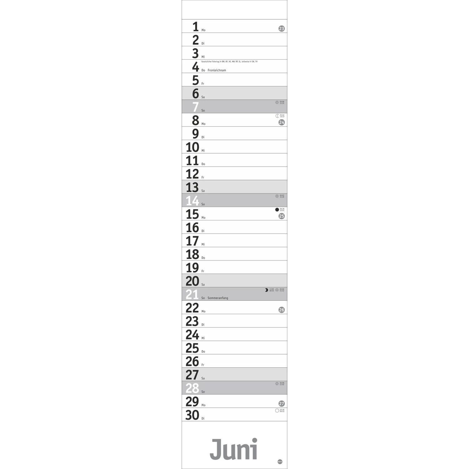 HEYE Wandkalender Langplaner, silber 2026