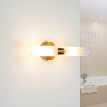 Licht-Erlebnisse Wandleuchte DAVILLA, ohne Leuchtmittel, Spiegelleuchte Badezimmer in Messing