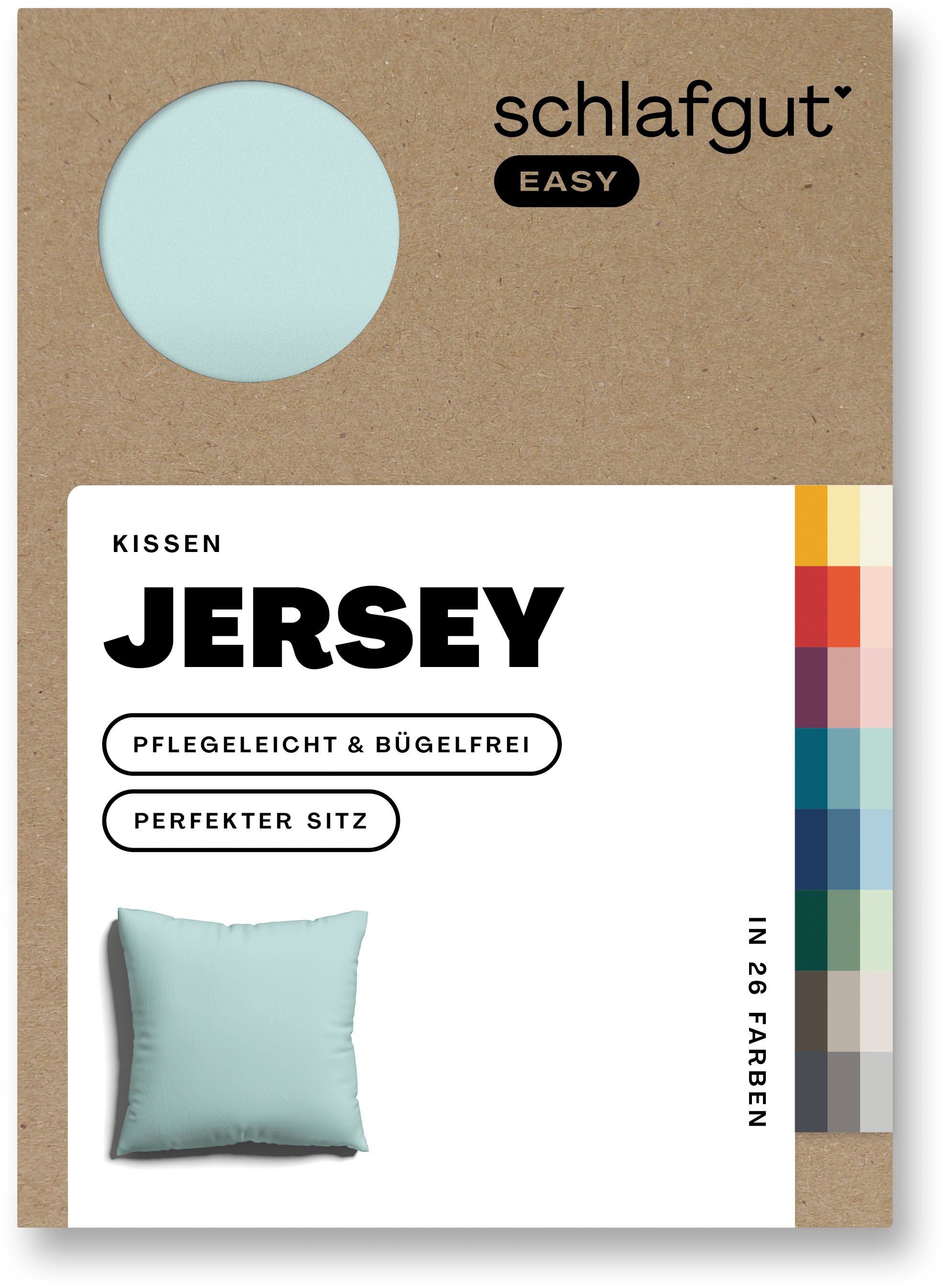Schlafgut Kissenbezug EASY JERSEY Kissenhülle 100% Baumwolle, weicher Edel-Jersey, bügelfrei, (1 Stück), mit farblich angepasstem Reißverschluss, pflegeleicht, formstabil