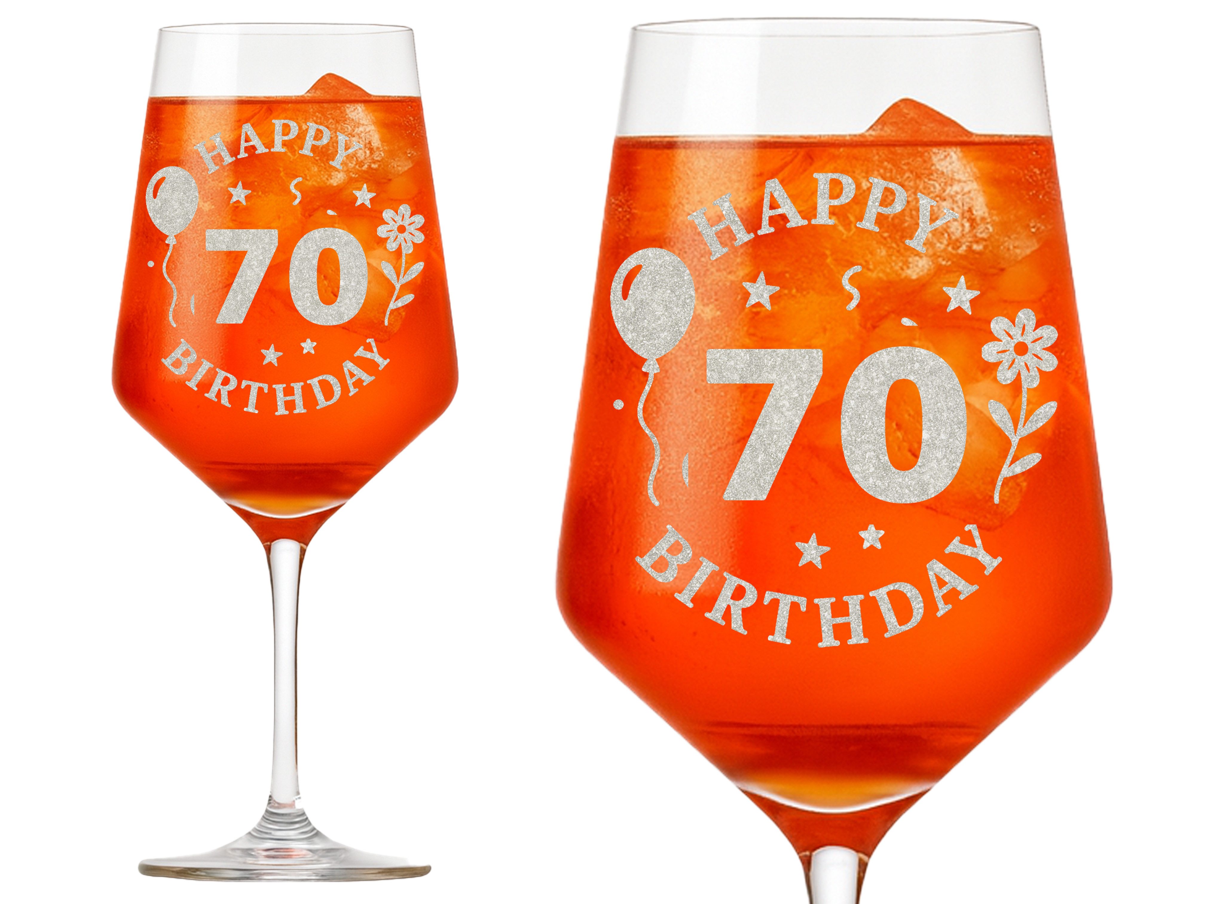 Valhalla Weinglas Gravur Happy Birthday 70. Geburtstag 350ml, 1-tlg., Glas, Atemberaubende Darstellung