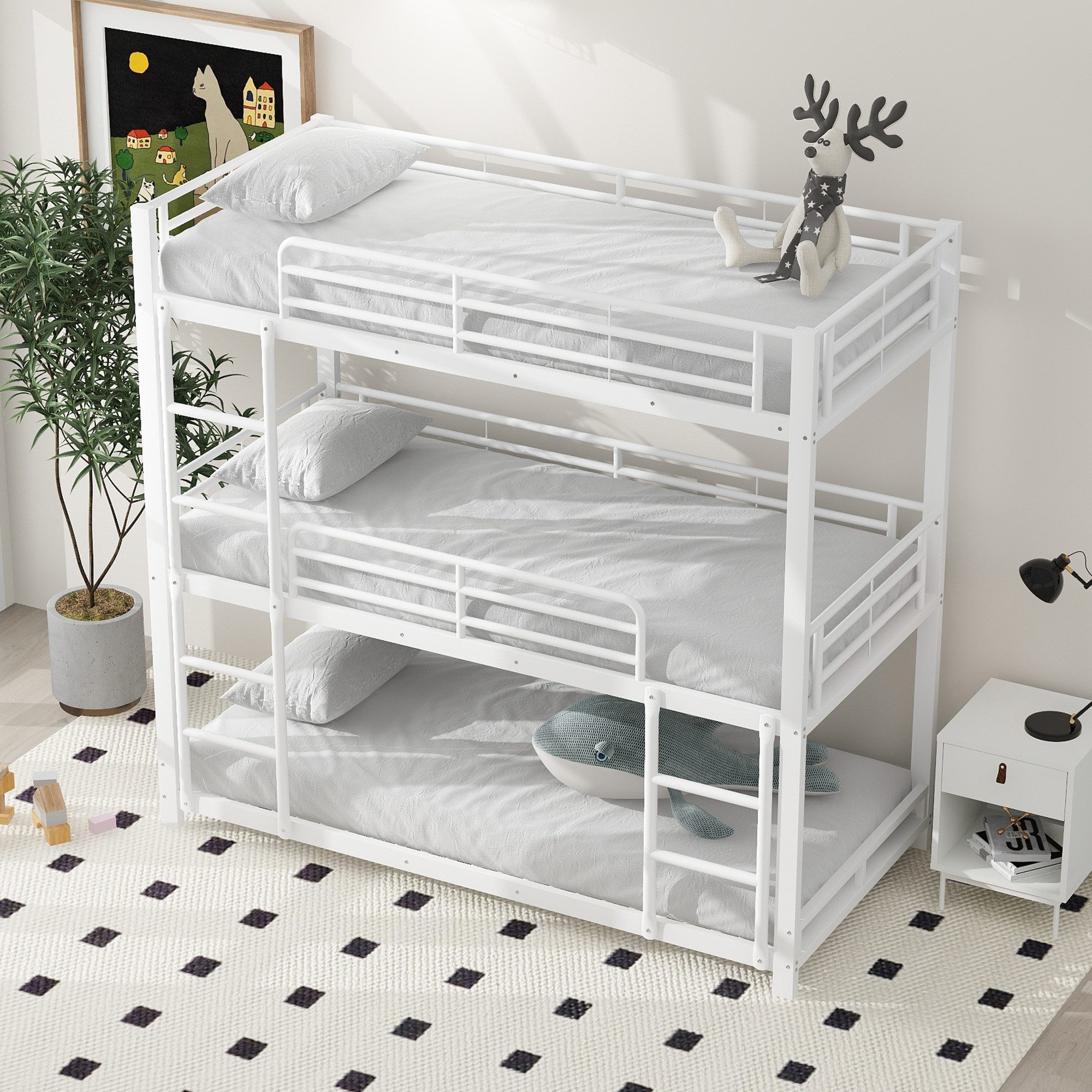 HAUSS SPOLE Etagenbett 90x200cm Metallbett, Dreifach-Etagenbett günstig online kaufen