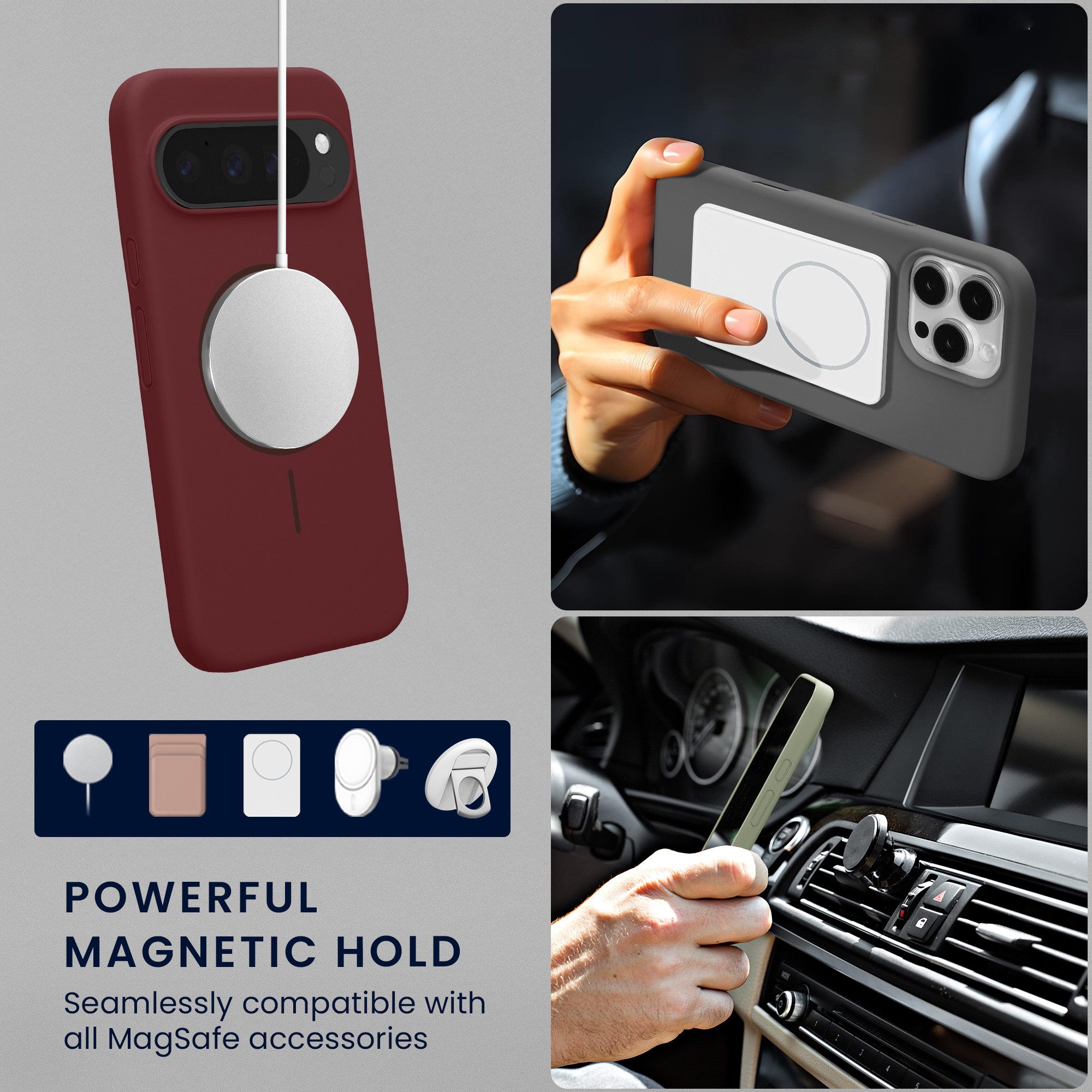 kwmobile Smartphone-Hülle Soft Silikon Case für Google Pixel 10 / Pixel 10 Pro Hülle, magnetische Schutzhülle kompatibel mit MagSafe Cover gummiert – Bild 3 von 5