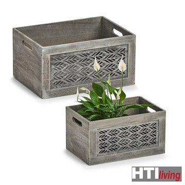 HTI-Living Aufbewahrungsbox Aufbewahrungskiste, Holz, grau Leaves (Stück, 1 St., 1 Aufbewahrungskiste ohne Dekoration)