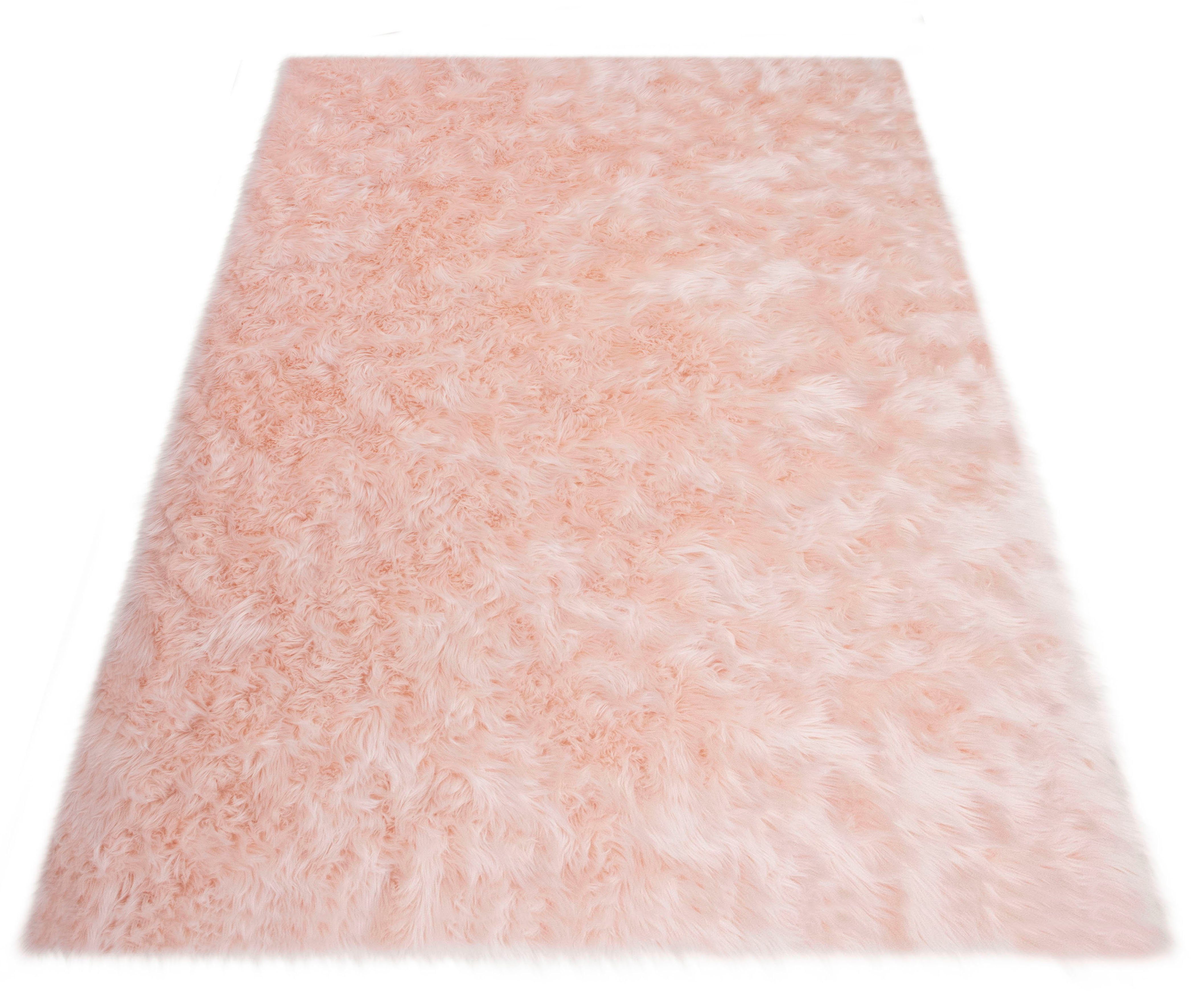 Hochflor-Teppich Dena Teppiche, Home affaire, rechteckig, Höhe: 60 mm, Kunstfell, weich, Uni-Farben, Wohnzimmer, Schlafzimmer, Esszimmer pink