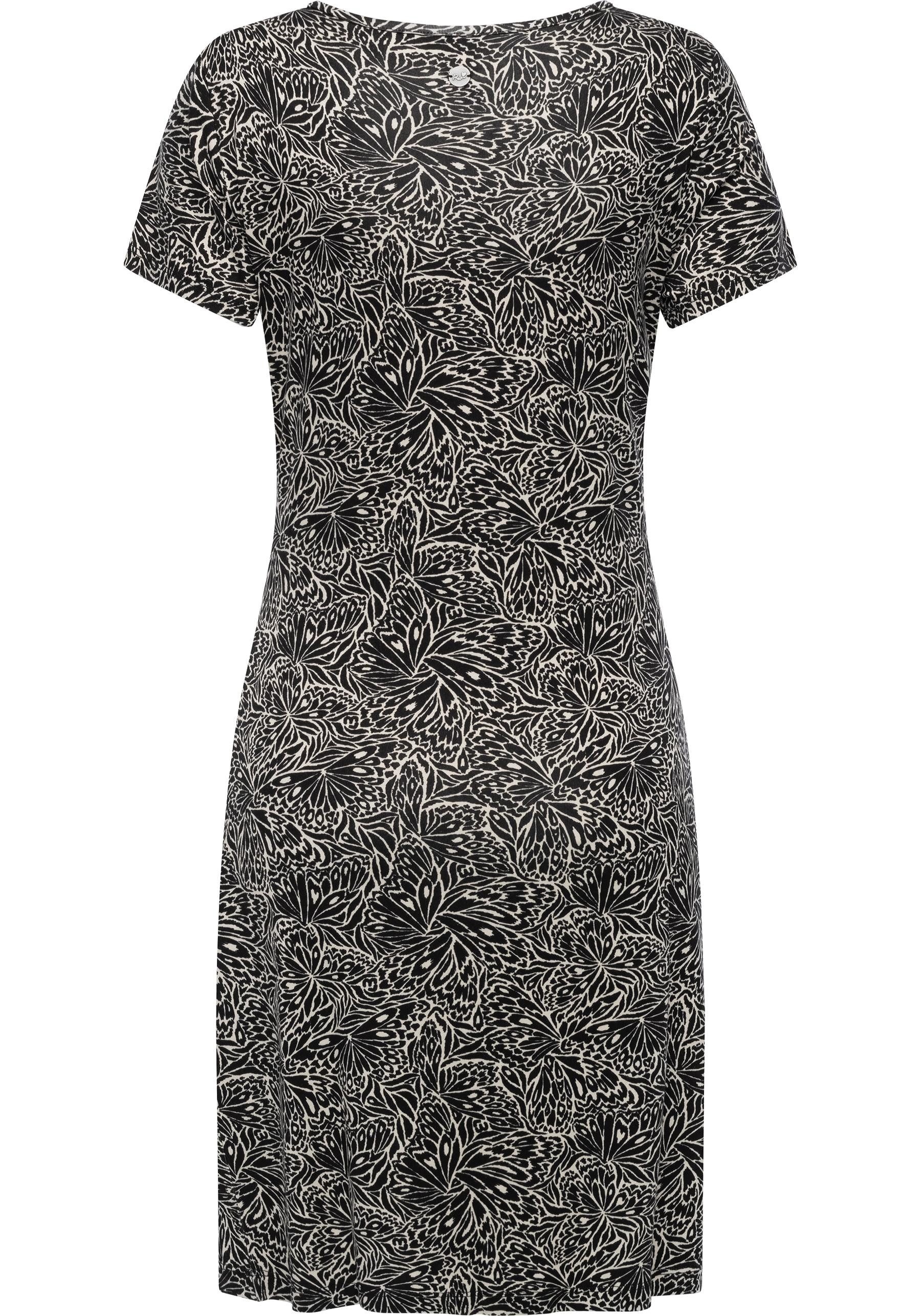 Ragwear Shirtkleid Knotta Print Kurzarm Sommerkleid mit seitlichem Bindeband