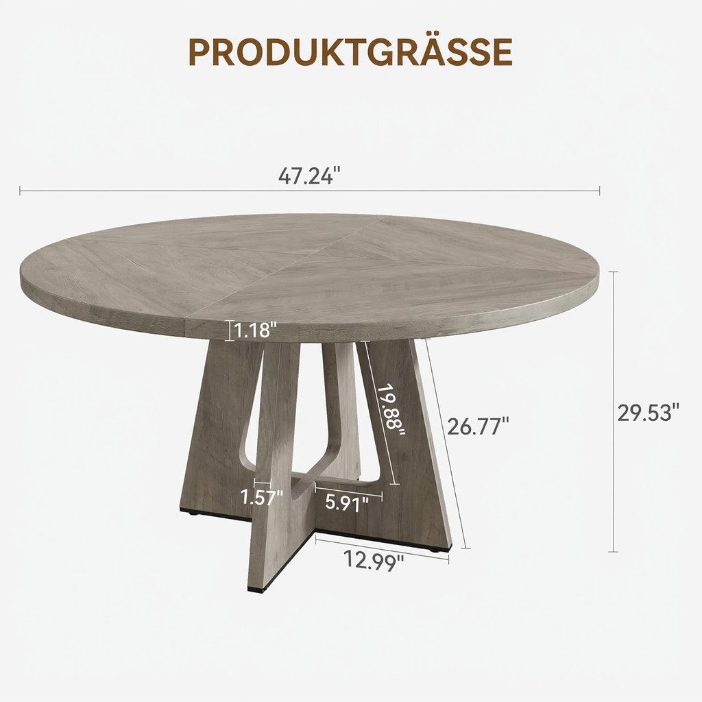 GarveeMore Esstisch runder im Industriestil mit günstig online kaufen