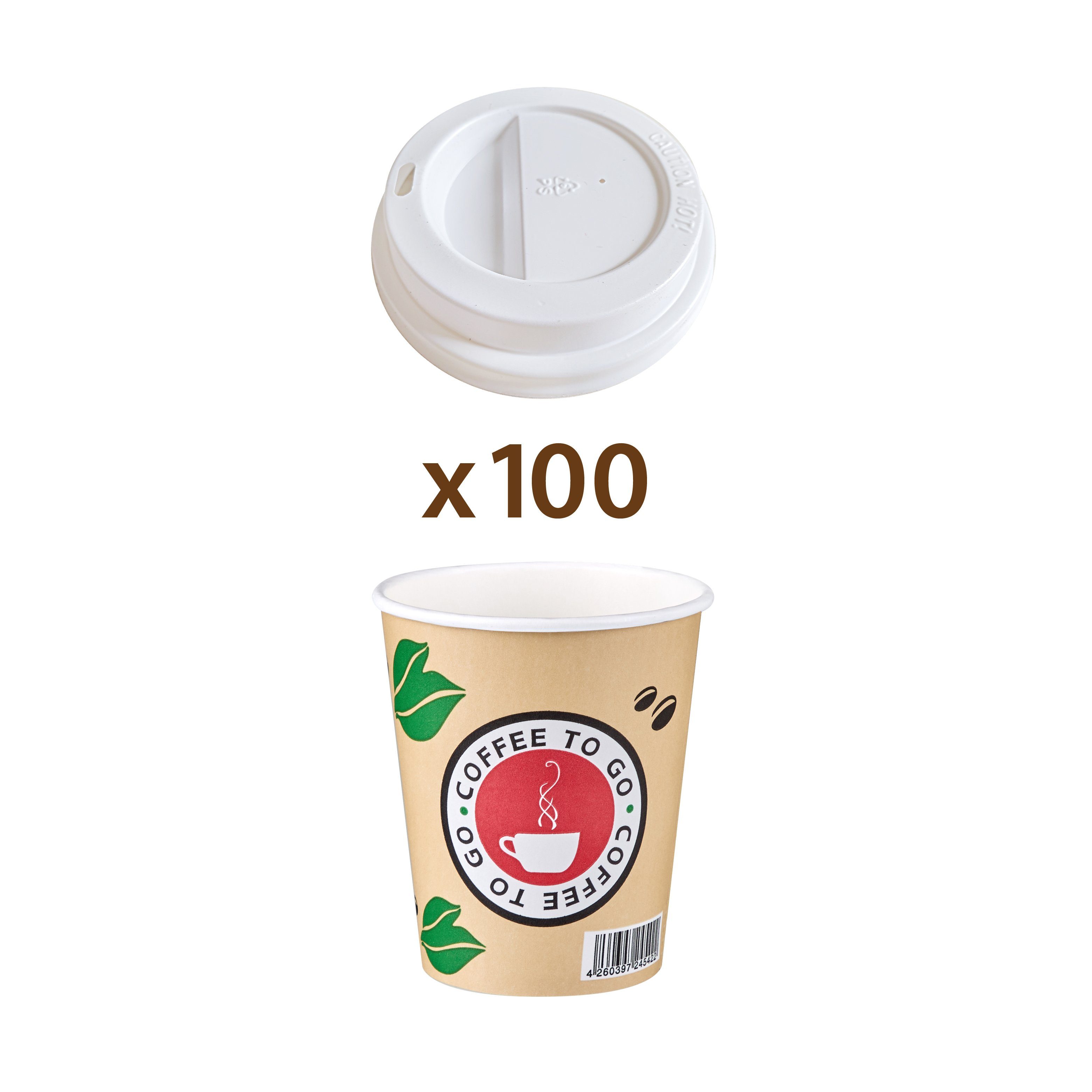 Goldhofer Coffee-to-go-Becher Kaffeebecher Set (100-2000 Stück) hitzebeständige Pappbecher, 100-tlg., Mit Deckel, Optional mit Deckel