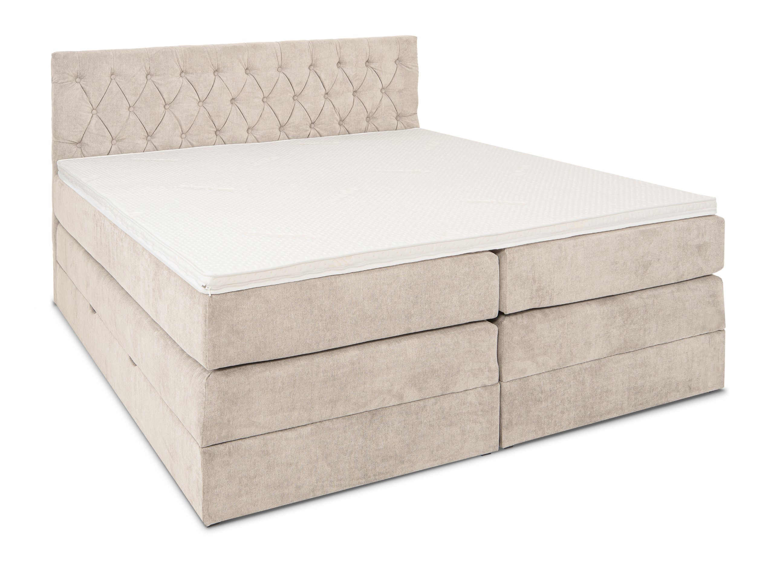 Boxspringbett 6 beige wonello mit und Bettkasten Kaltschaum-Topper cm Verona,